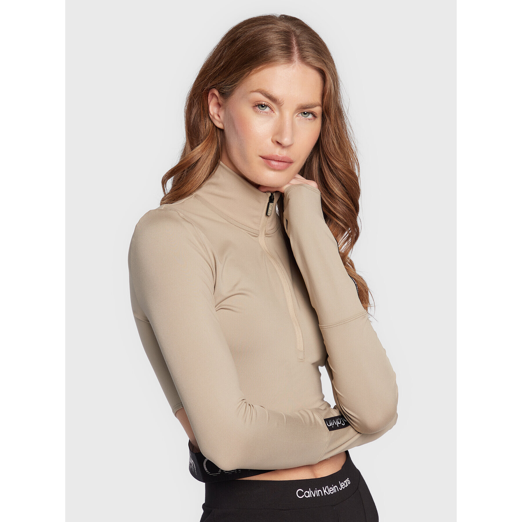 Calvin Klein Performance Halenka 00GWF2K200 Béžová Slim Fit - Pepit.cz