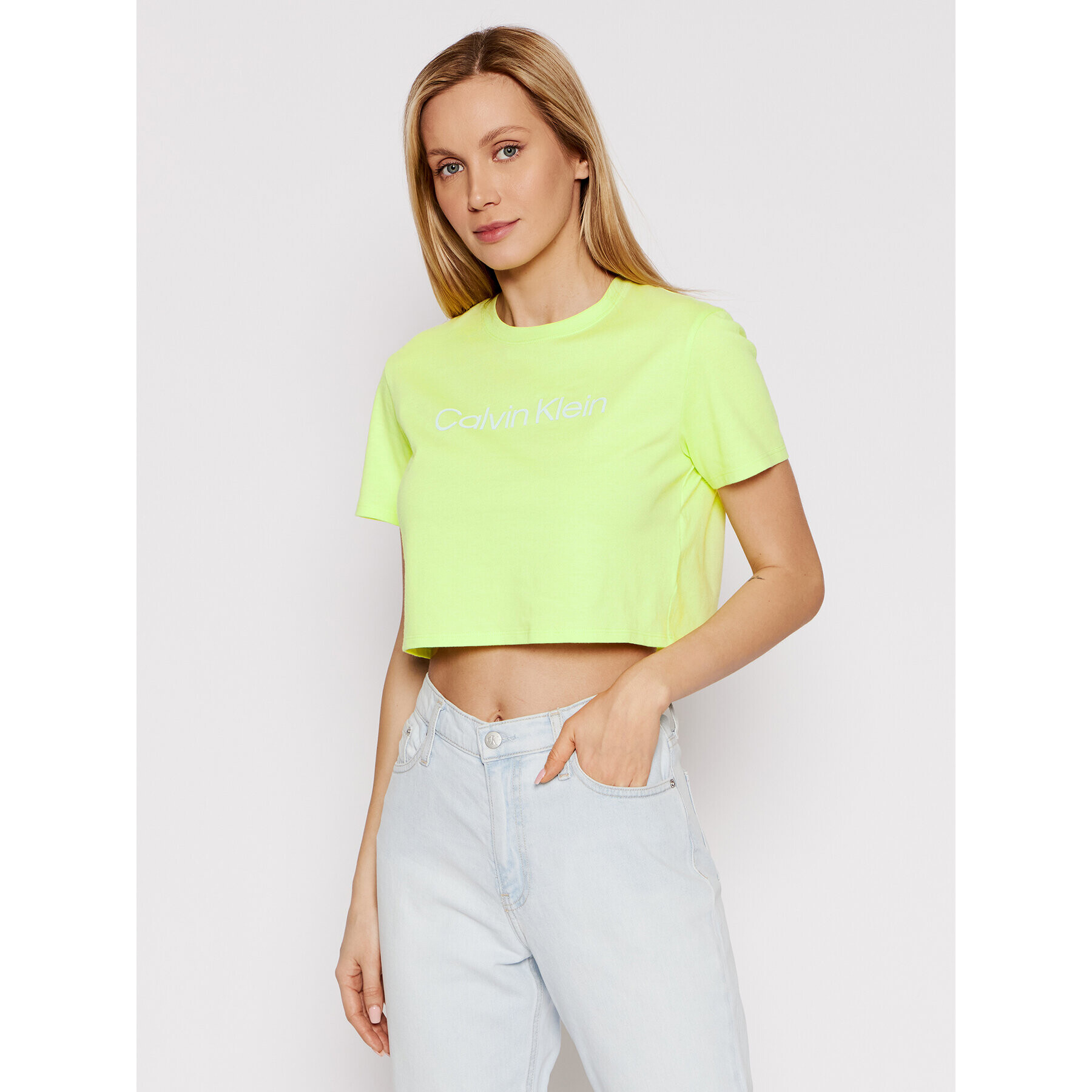 Calvin Klein Performance T-Shirt 00GWS2K187 Zelená Cropped Fit - Pepit.cz