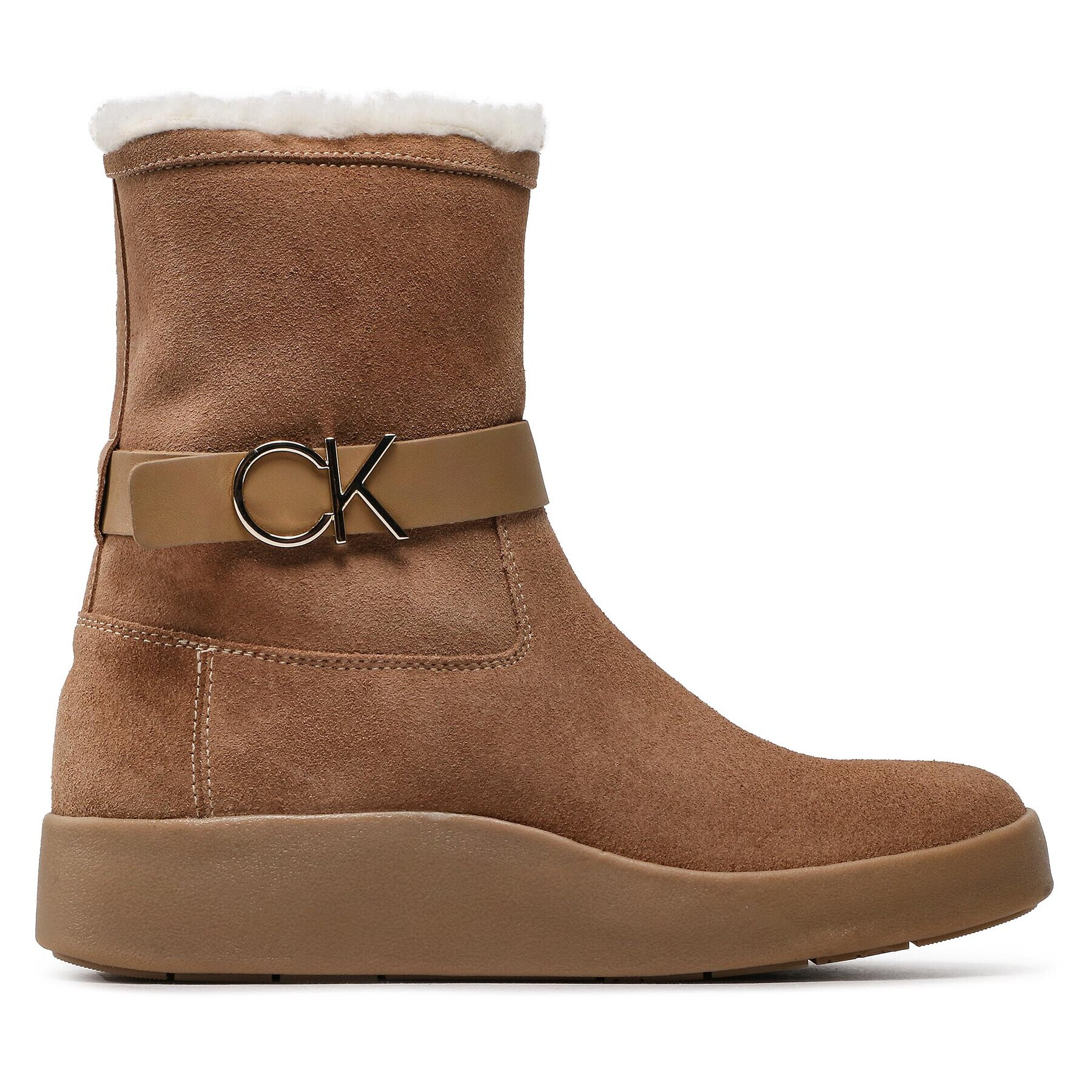 Calvin Klein Polokozačky Crepe Ankle Boot W Ck Wh S Wl HW0HW01298 Béžová - Pepit.cz