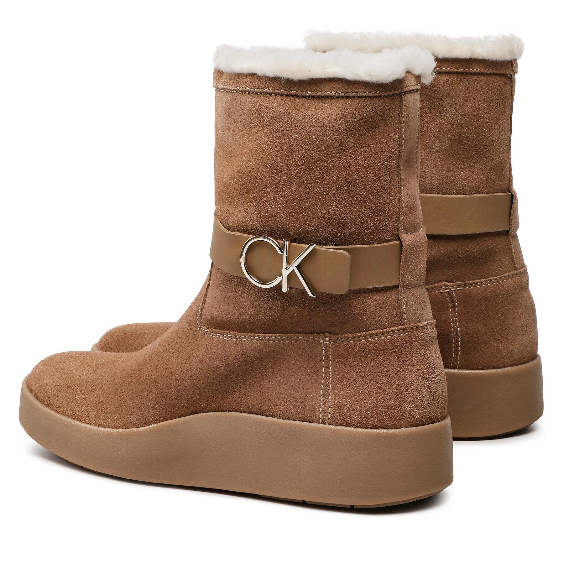 Calvin Klein Polokozačky Crepe Ankle Boot W Ck Wh S Wl HW0HW01298 Béžová - Pepit.cz