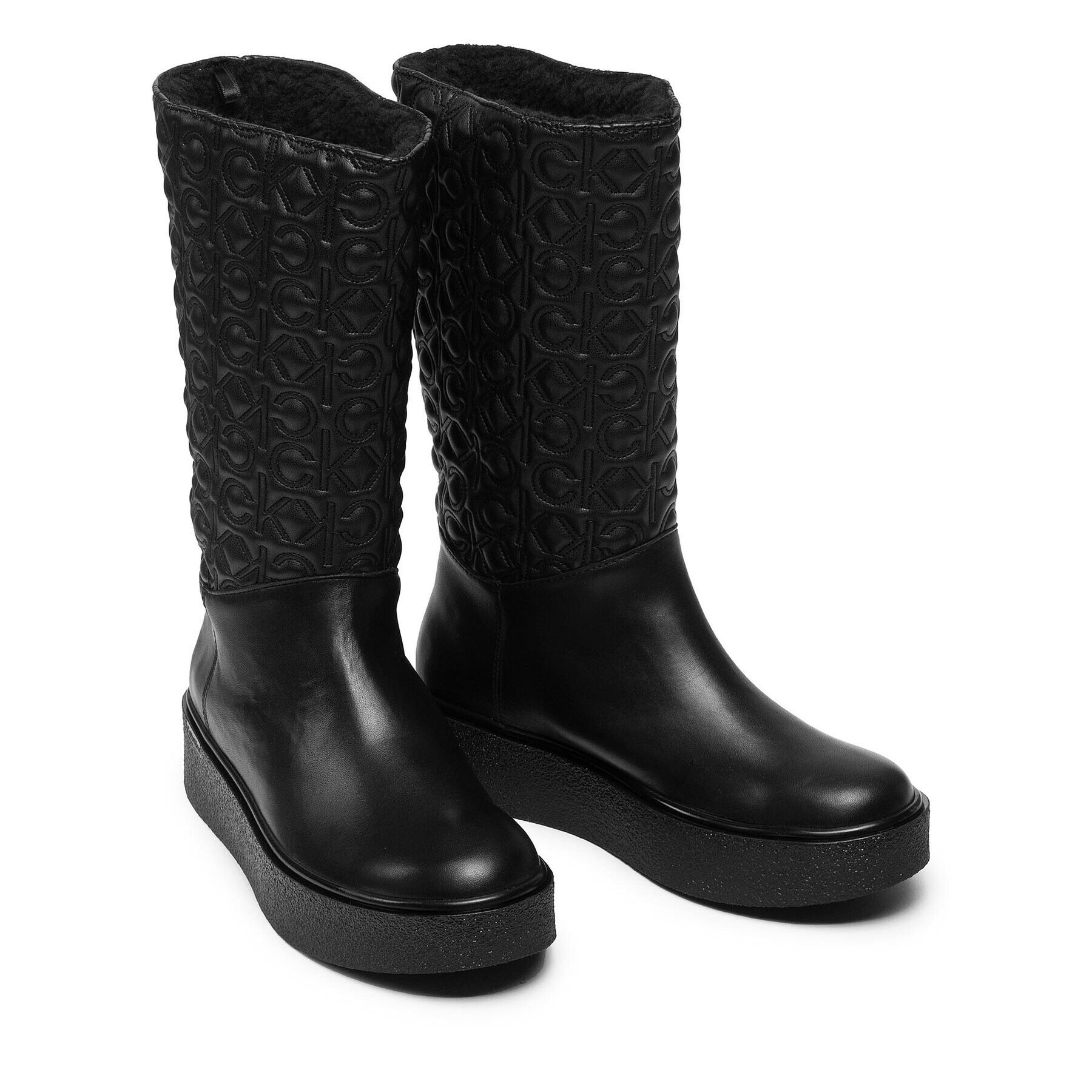 Calvin Klein Polokozačky Crepe Cupsole Mid Shaft Boot Q/N HW0HW00608 Černá - Pepit.cz