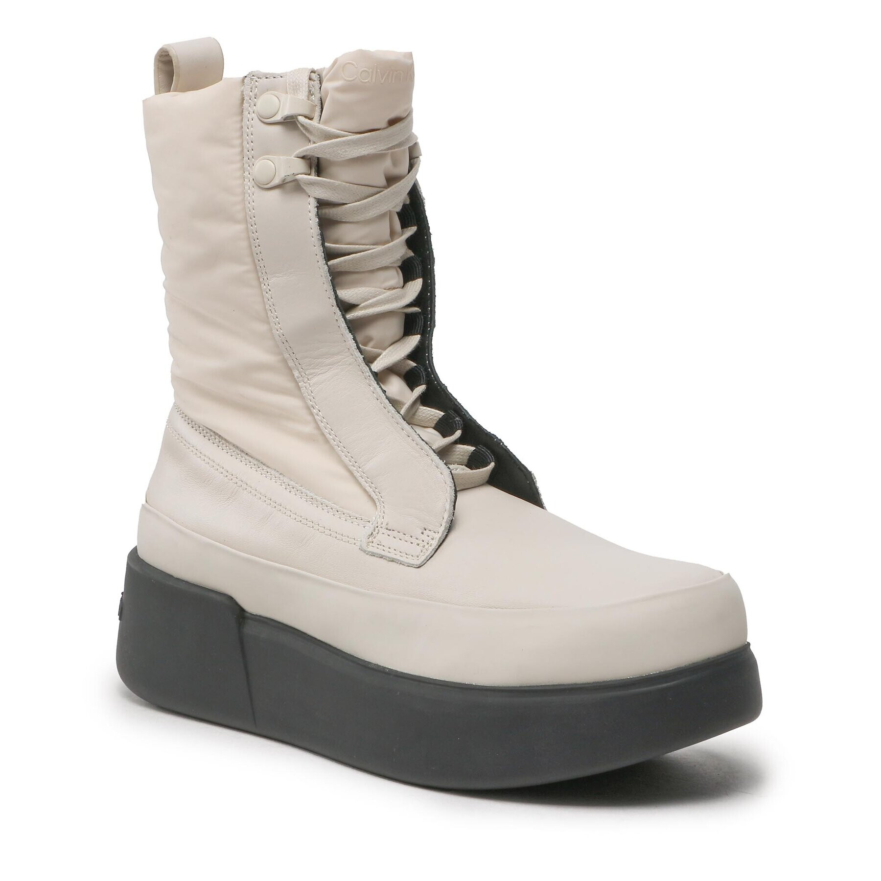 Calvin Klein Polokozačky Padded Nylon Combat Boot HW0HW01263 Béžová - Pepit.cz