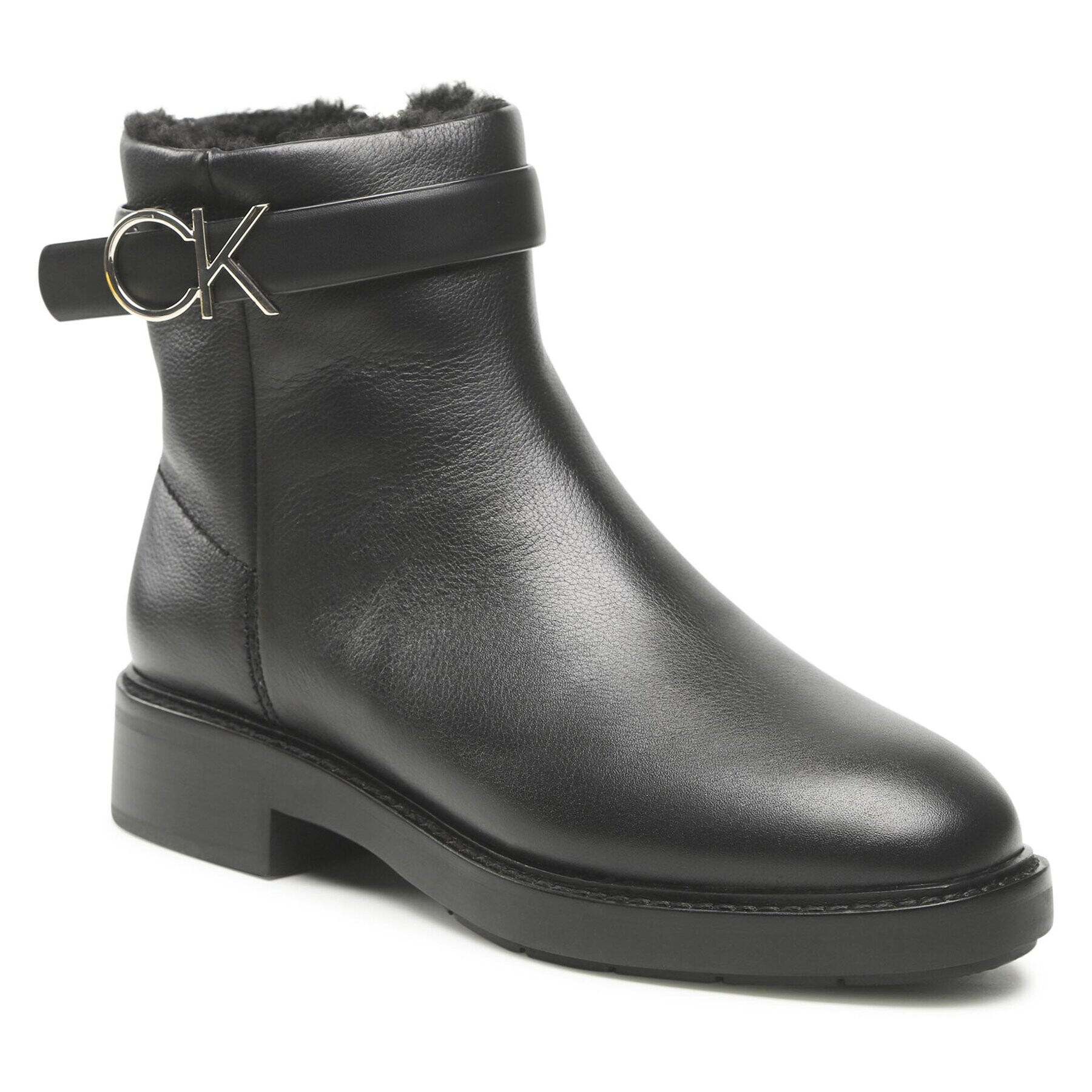 Calvin Klein Polokozačky Rubber Sole Ankle Boot Hw Wl-Lth HW0HW01257 Černá - Pepit.cz