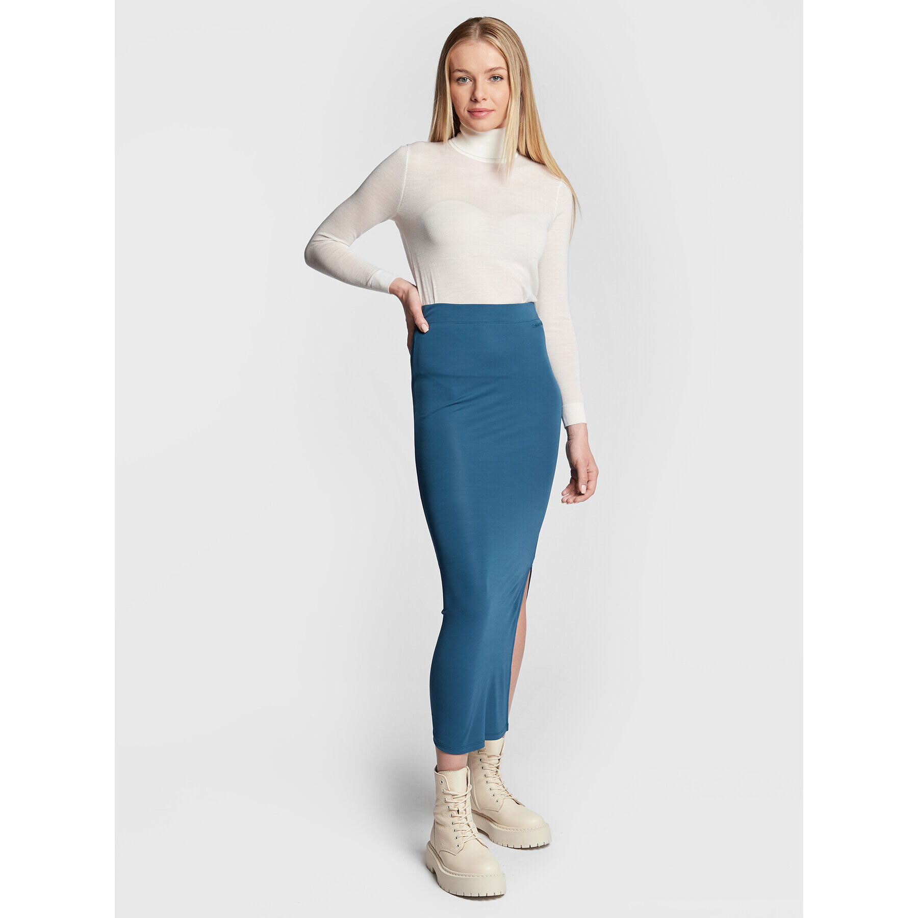 Calvin Klein Pouzdrová sukně K20K204419 Zelená Slim Fit - Pepit.cz