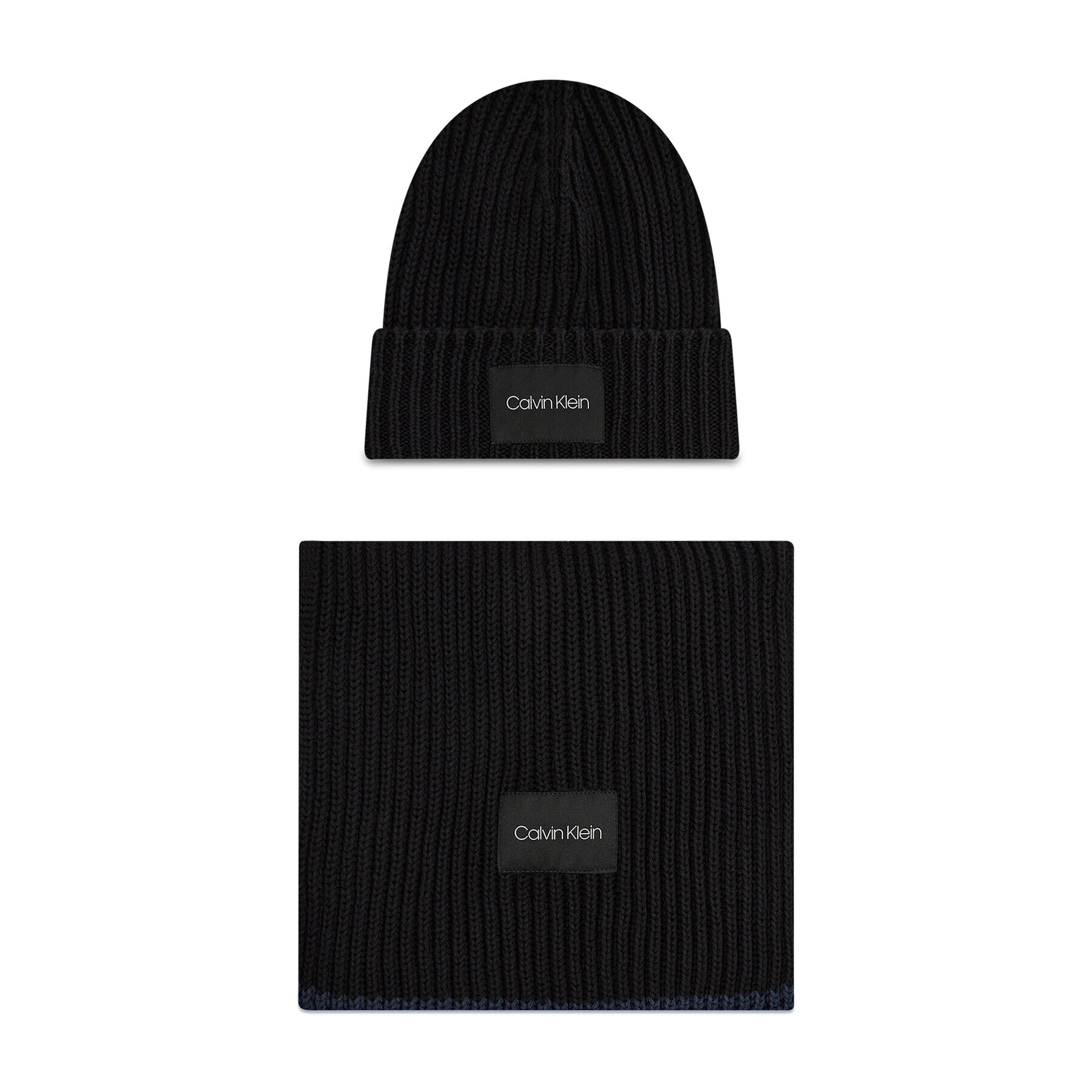 Calvin Klein Sada čepice a šál Contrast Edge Beanie Scarf K50K507499 Černá - Pepit.cz