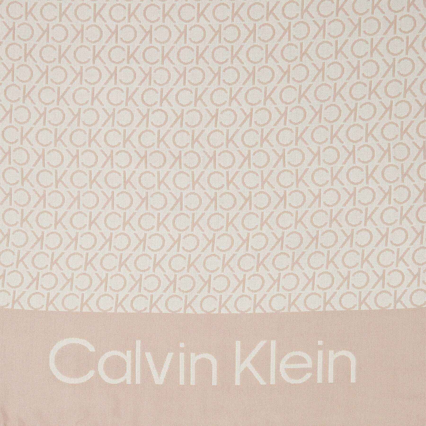 Calvin Klein Šál Fringes Monogram Scarf 100X200 K60K611118 Béžová - Pepit.cz