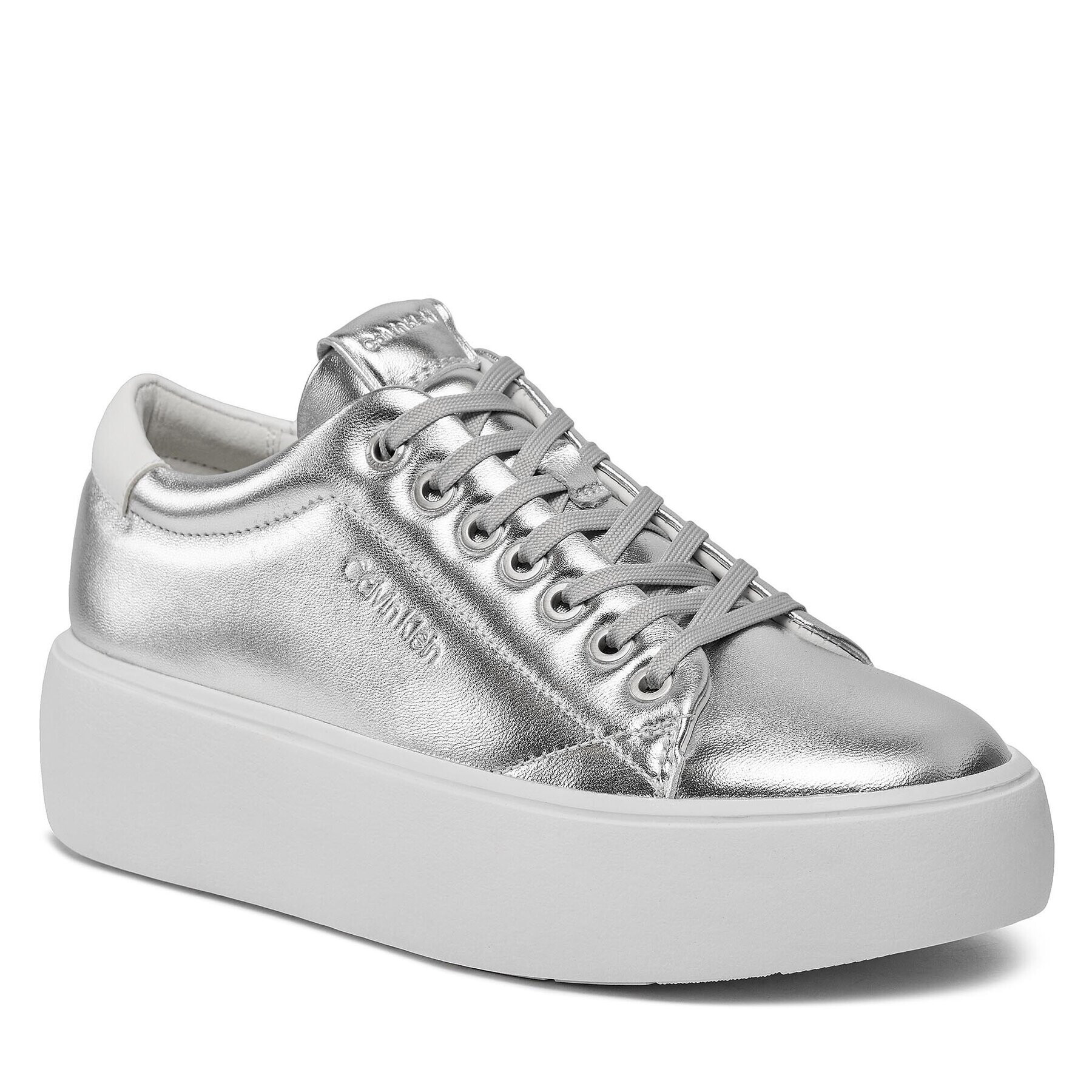 Calvin Klein Sneakersy Bubble Cupsole Lace Up Metallic HW0HW02008 Bílá - Pepit.cz