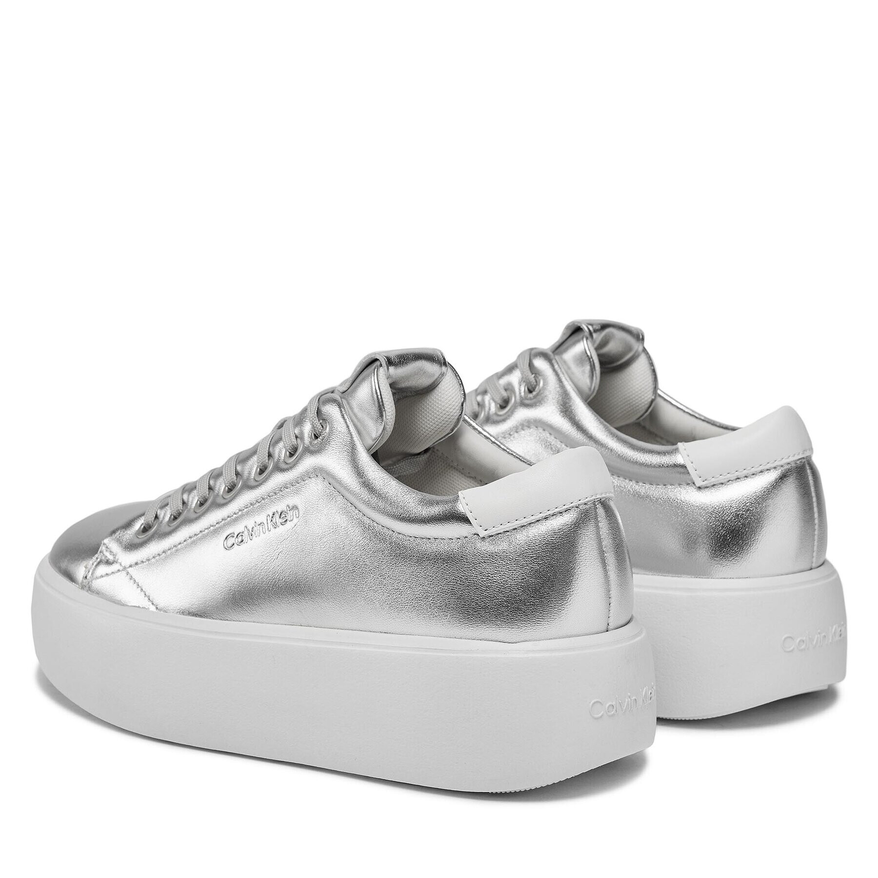 Calvin Klein Sneakersy Bubble Cupsole Lace Up Metallic HW0HW02008 Bílá - Pepit.cz