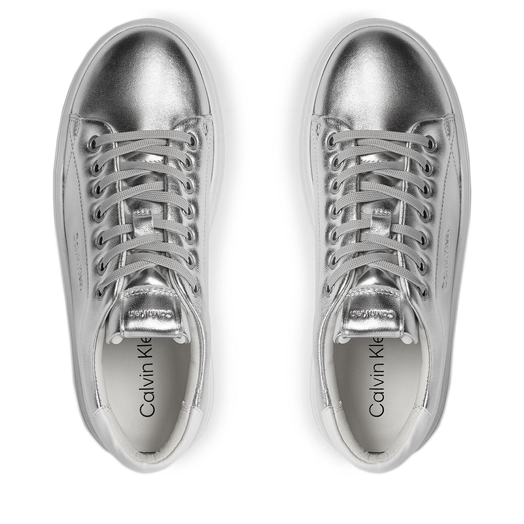 Calvin Klein Sneakersy Bubble Cupsole Lace Up Metallic HW0HW02008 Bílá - Pepit.cz