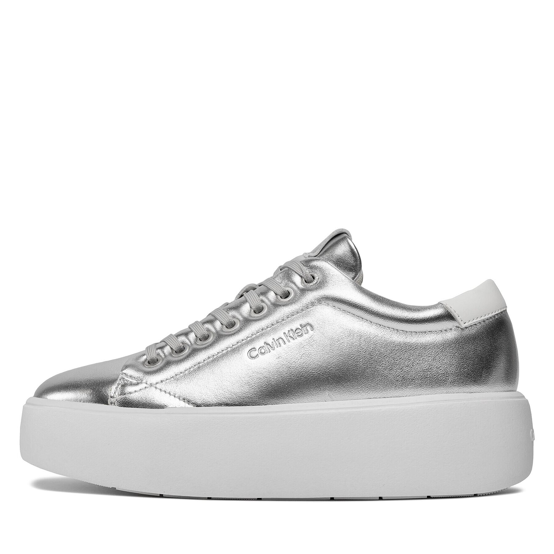 Calvin Klein Sneakersy Bubble Cupsole Lace Up Metallic HW0HW02008 Bílá - Pepit.cz