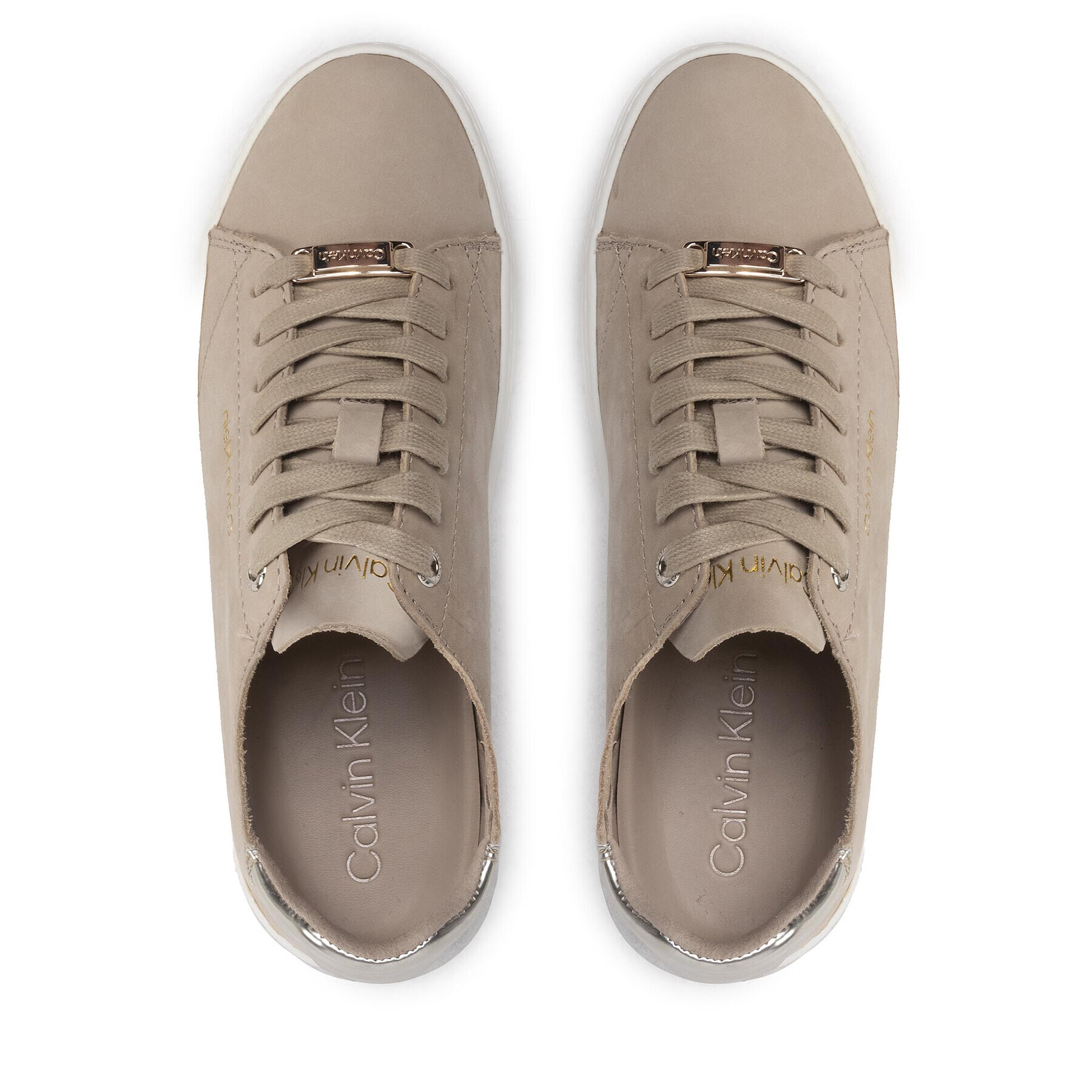 Calvin Klein Sneakersy Cupsole Unlined Lace Up-N HW0HW01173 Béžová - Pepit.cz