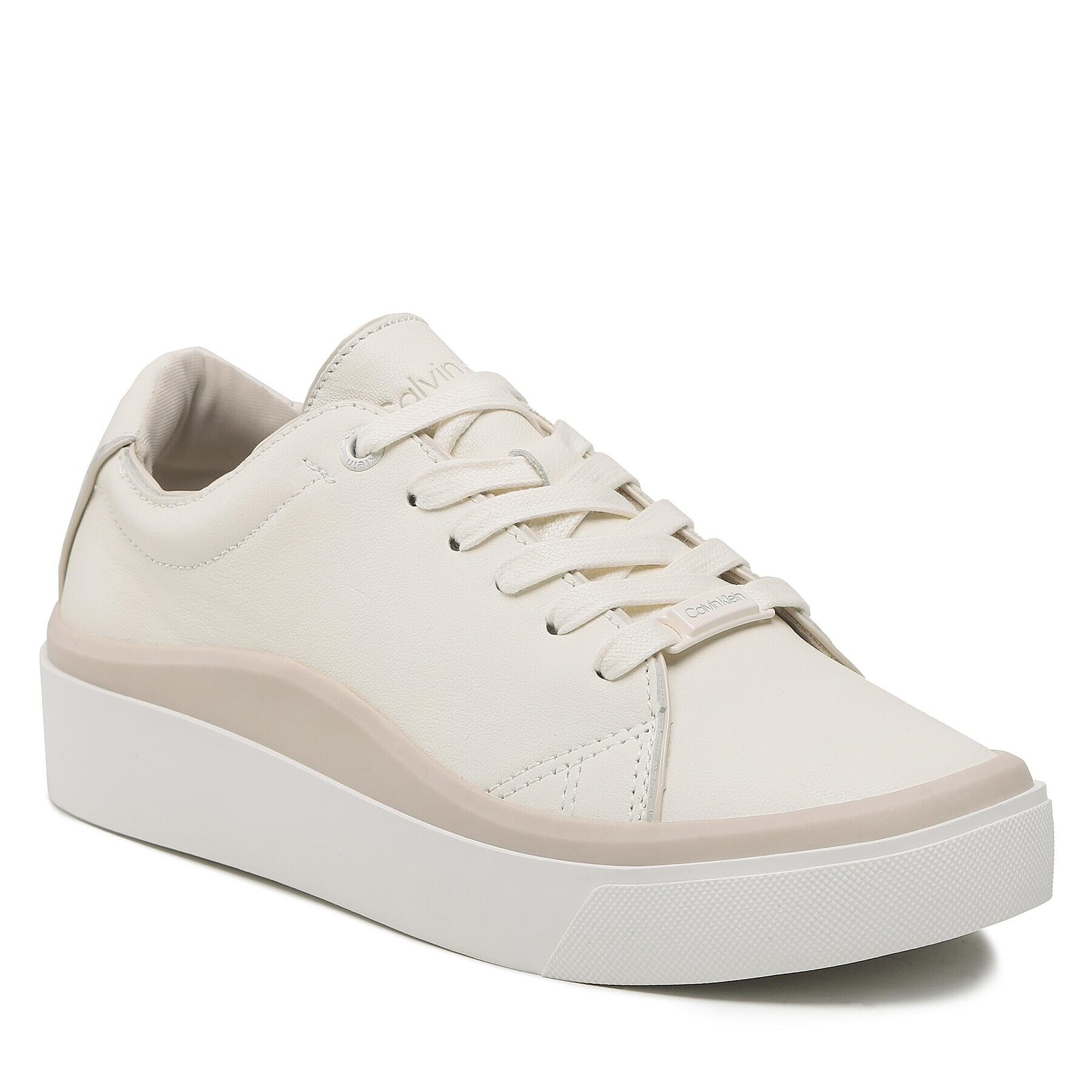 Calvin Klein Sneakersy Cupsole Wave Lace Up HW0HW01349 Béžová - Pepit.cz