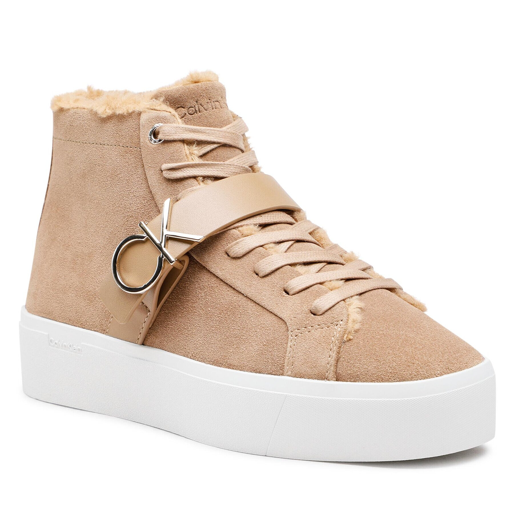 Calvin Klein Sneakersy Flatform Cup High Top Ck Hw-S Wl HW0HW01334 Hnědá - Pepit.cz