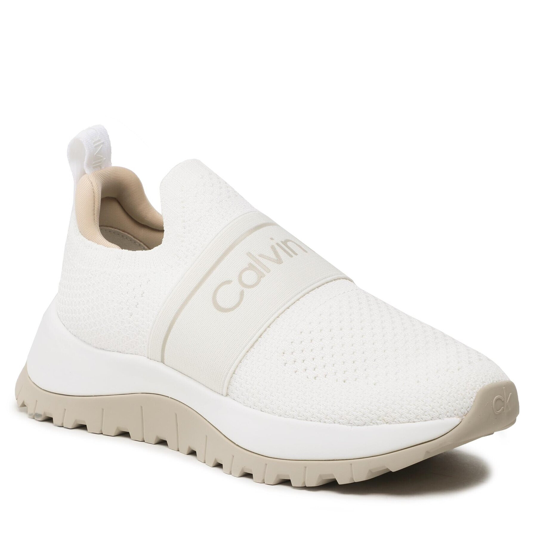 Calvin Klein Sneakersy Knit Runner Slip On HW0HW01443 Bílá - Pepit.cz