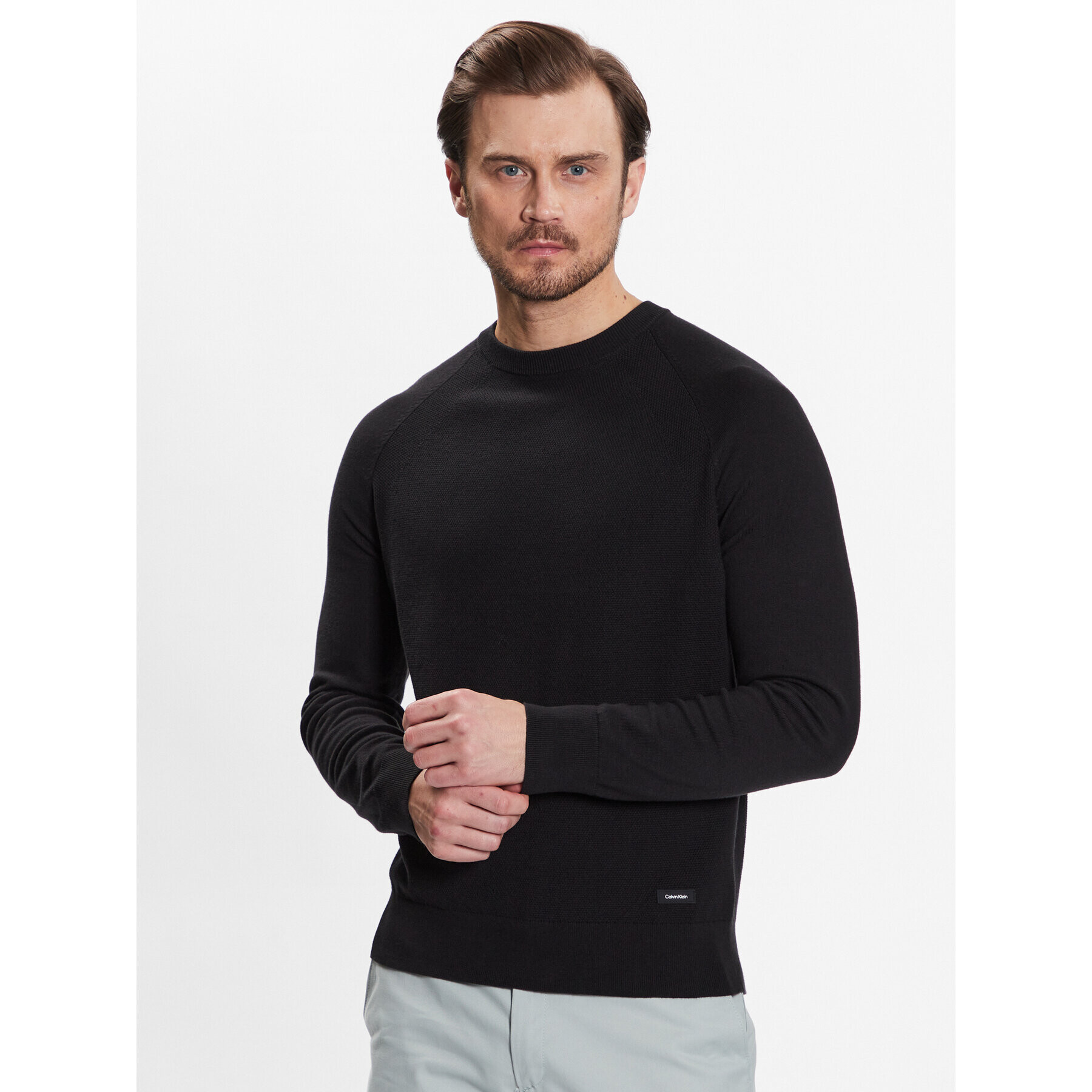 Calvin Klein Svetr Structure Cn Sweater K10K111012 Černá Regular Fit - Pepit.cz