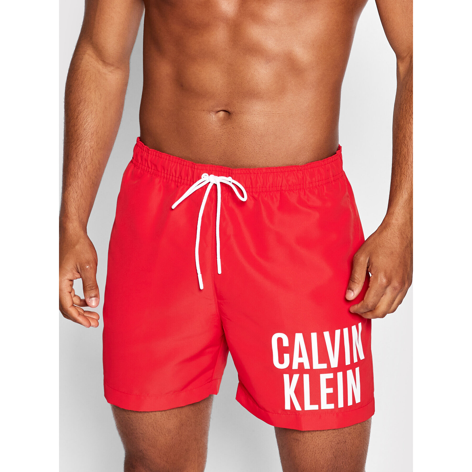 Calvin Klein Swimwear Plavecké šortky KM0KM00701 Červená Regular Fit - Pepit.cz