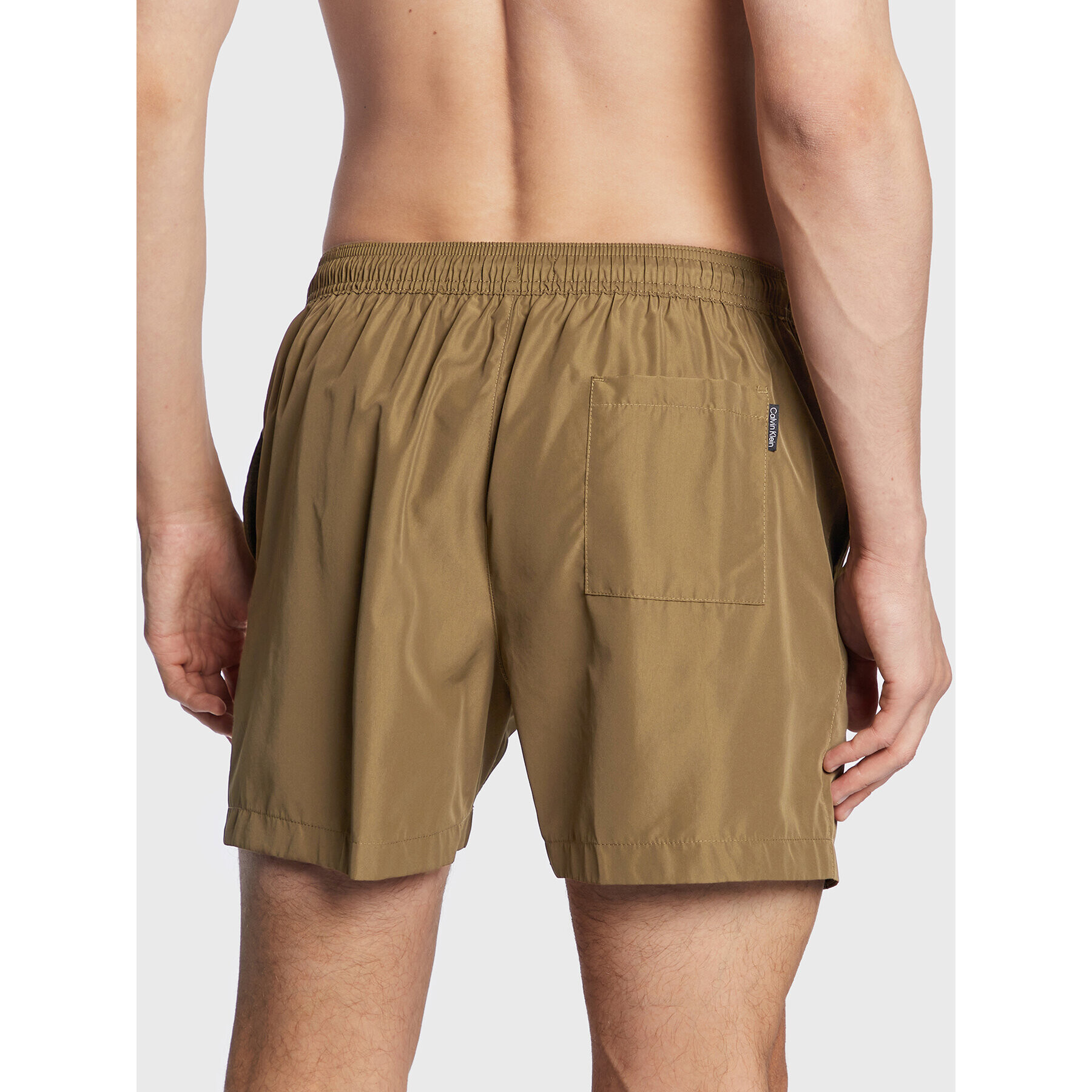 Calvin Klein Swimwear Plavecké šortky KM0KM00800 Khaki Regular Fit - Pepit.cz