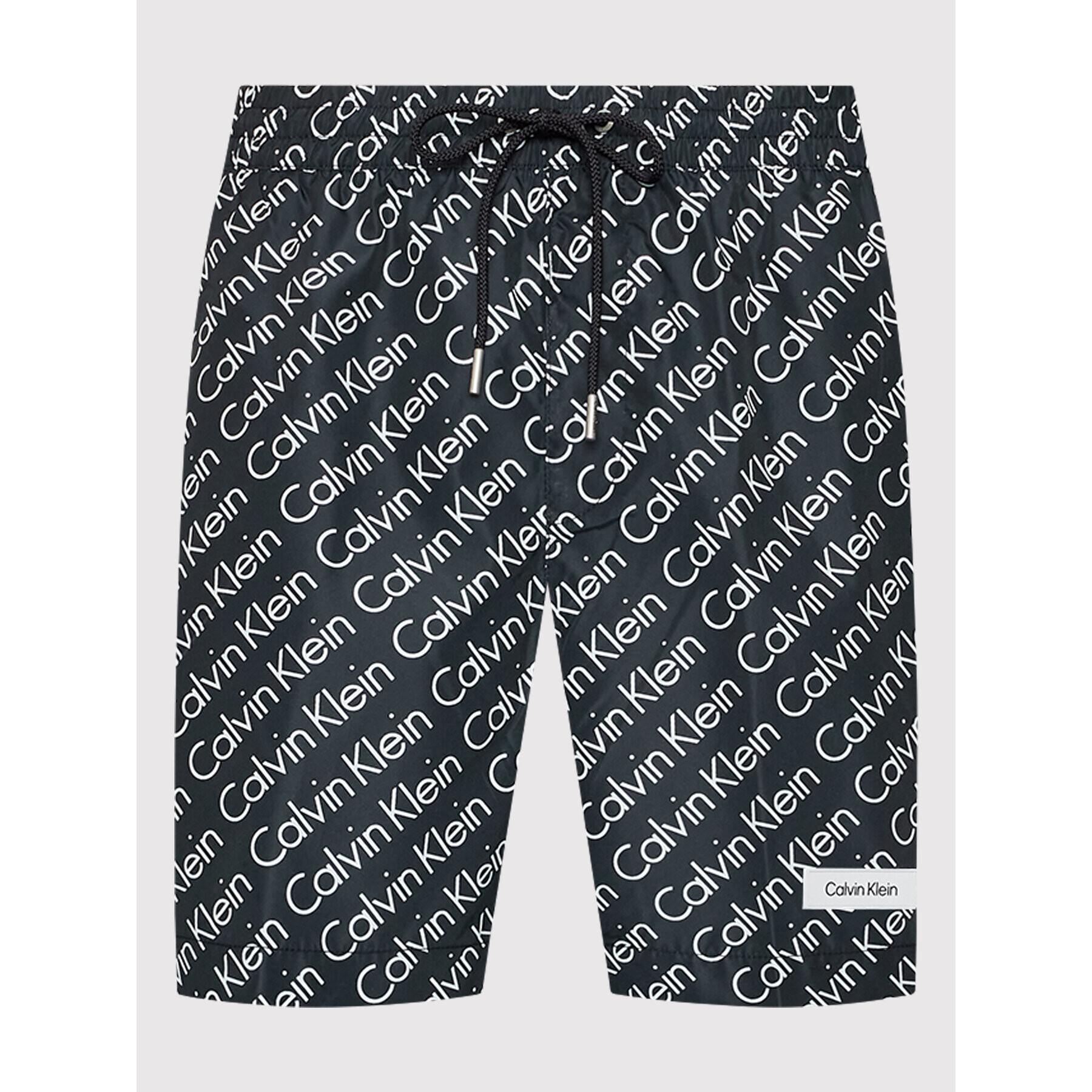 Calvin Klein Swimwear Plavecké šortky Medium Drawstring Print KM0KM00724 Černá Regular Fit - Pepit.cz