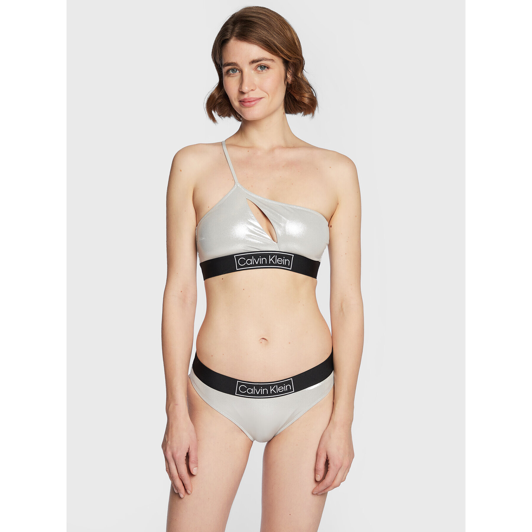 Calvin Klein Swimwear Spodní část bikin Classic KW0KW01949 Stříbrná - Pepit.cz