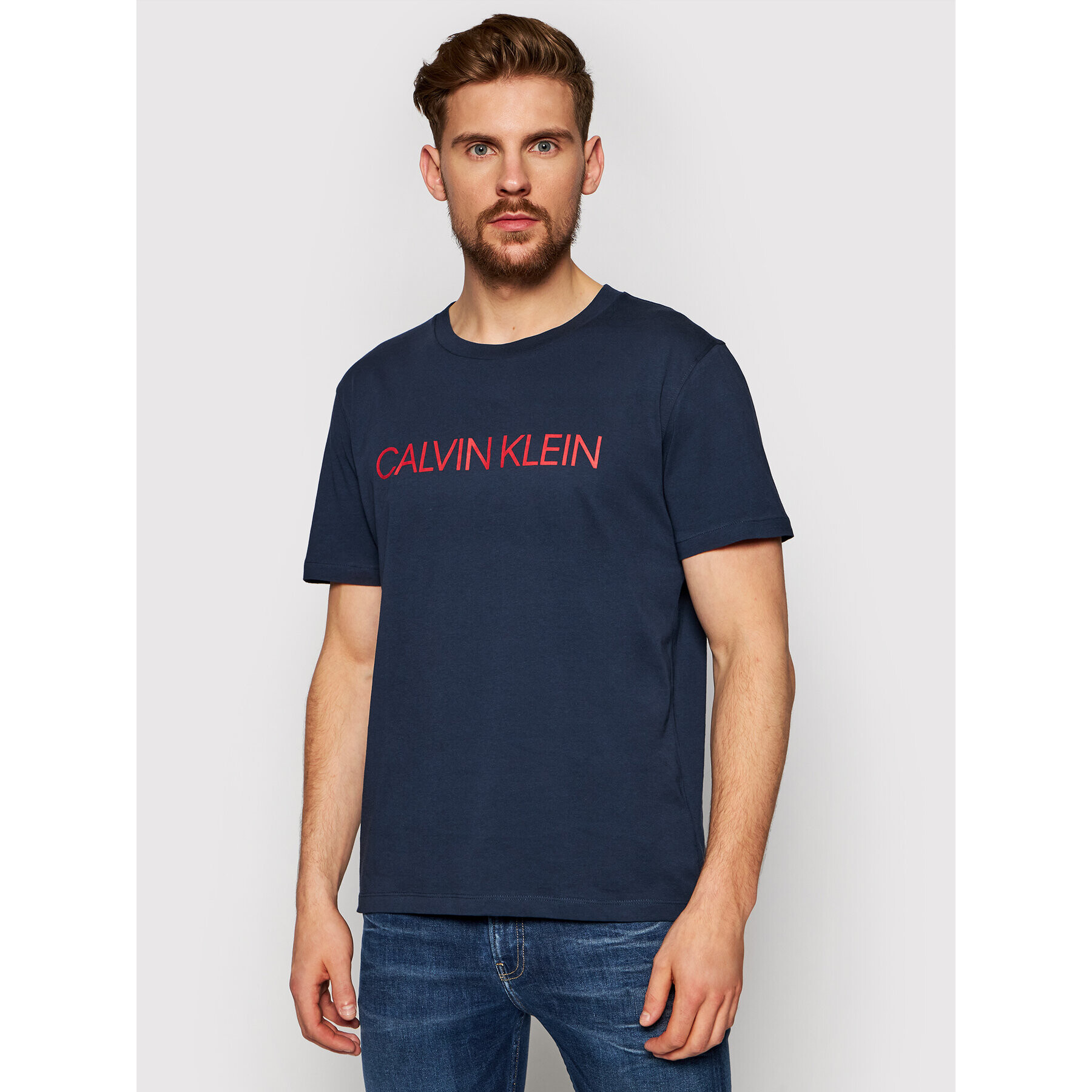 Calvin Klein Swimwear T-Shirt Crew Tee KM0KM00605 Tmavomodrá Relaxed Fit - Pepit.cz