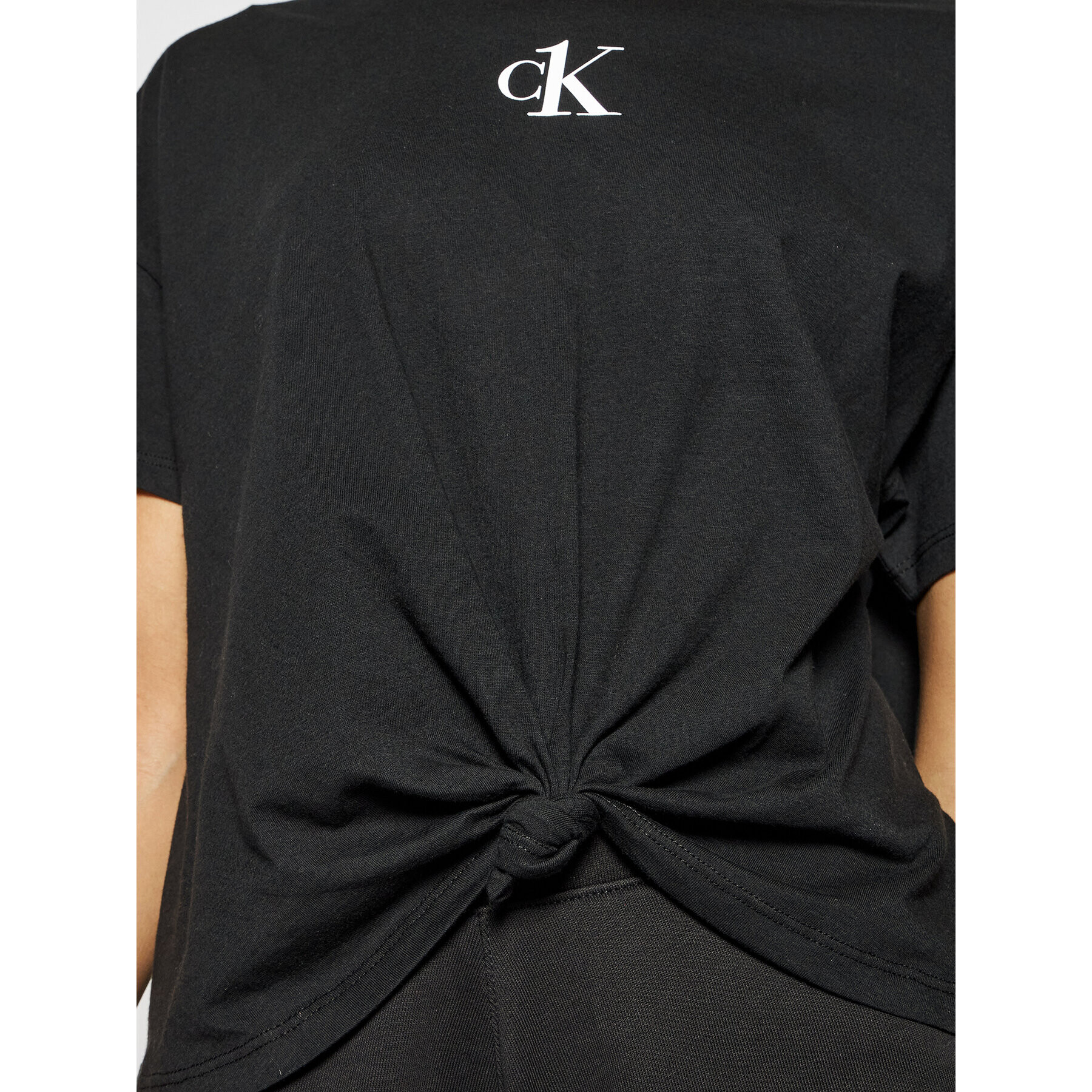 Calvin Klein Swimwear T-Shirt Cropped KW0KW01366 Černá Regular Fit - Pepit.cz