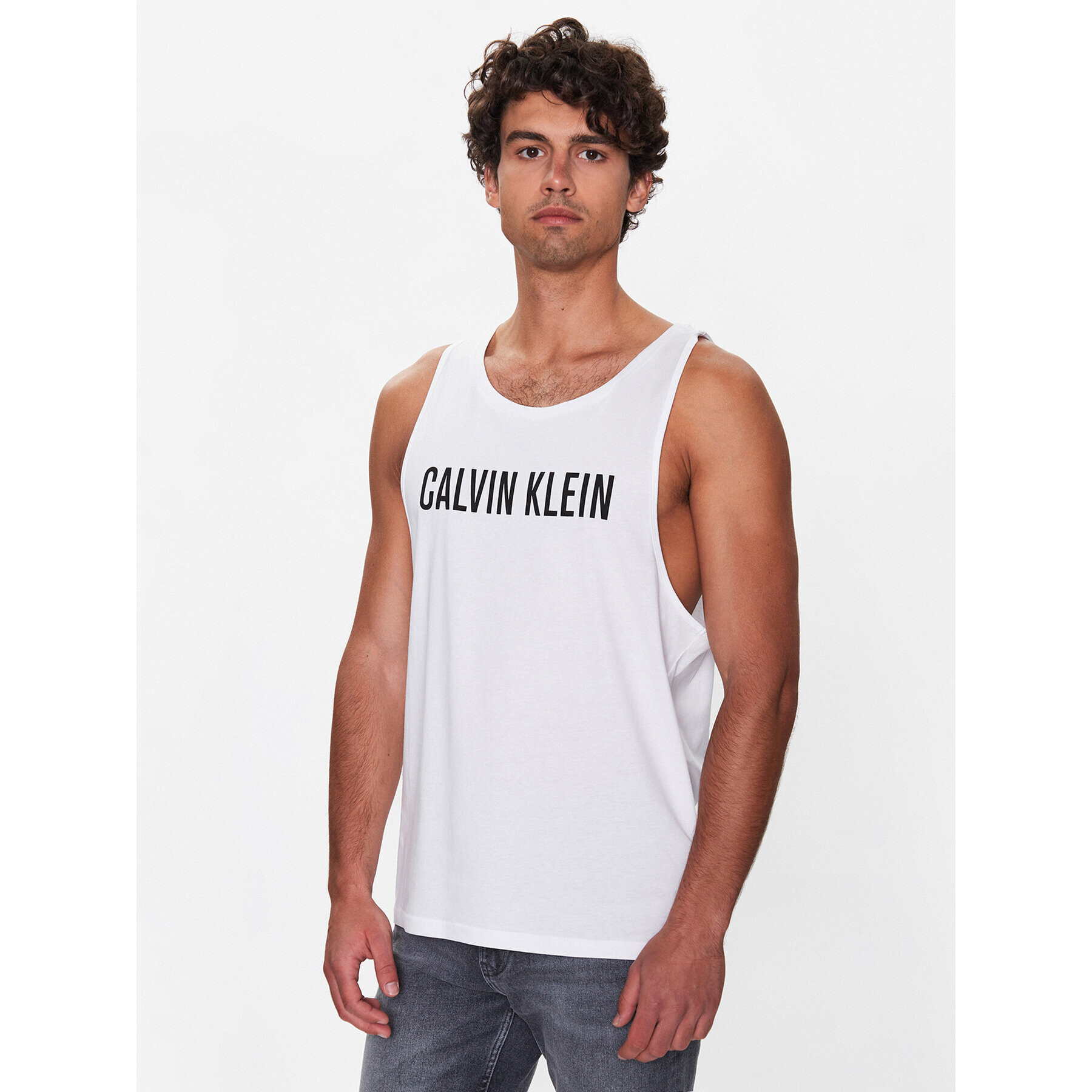 Calvin Klein Swimwear Tank top KM0KM00837 Bílá Regular Fit - Pepit.cz