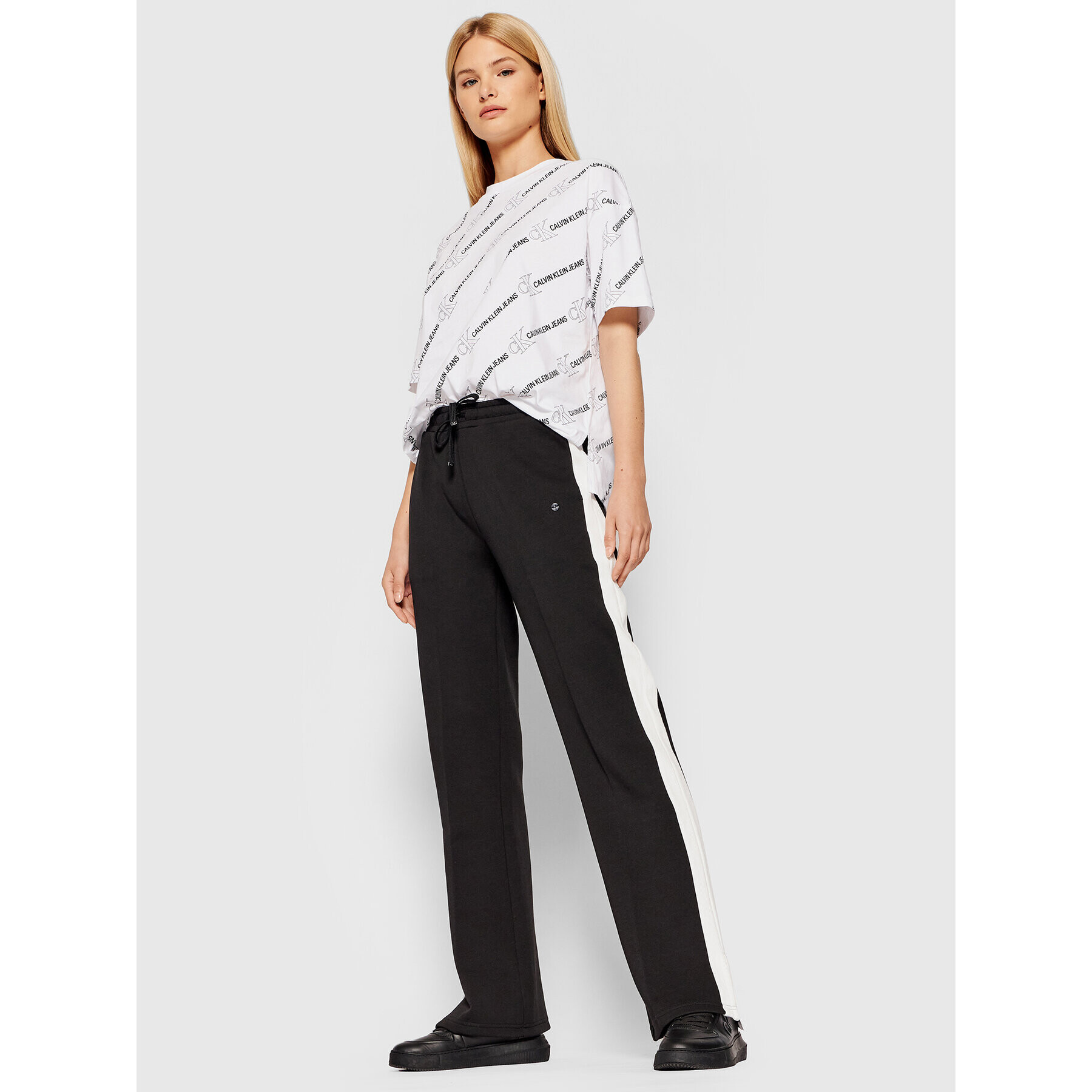 Calvin Klein Teplákové kalhoty Ottoman Colour Block K20K203277 Černá Relaxed Fit - Pepit.cz