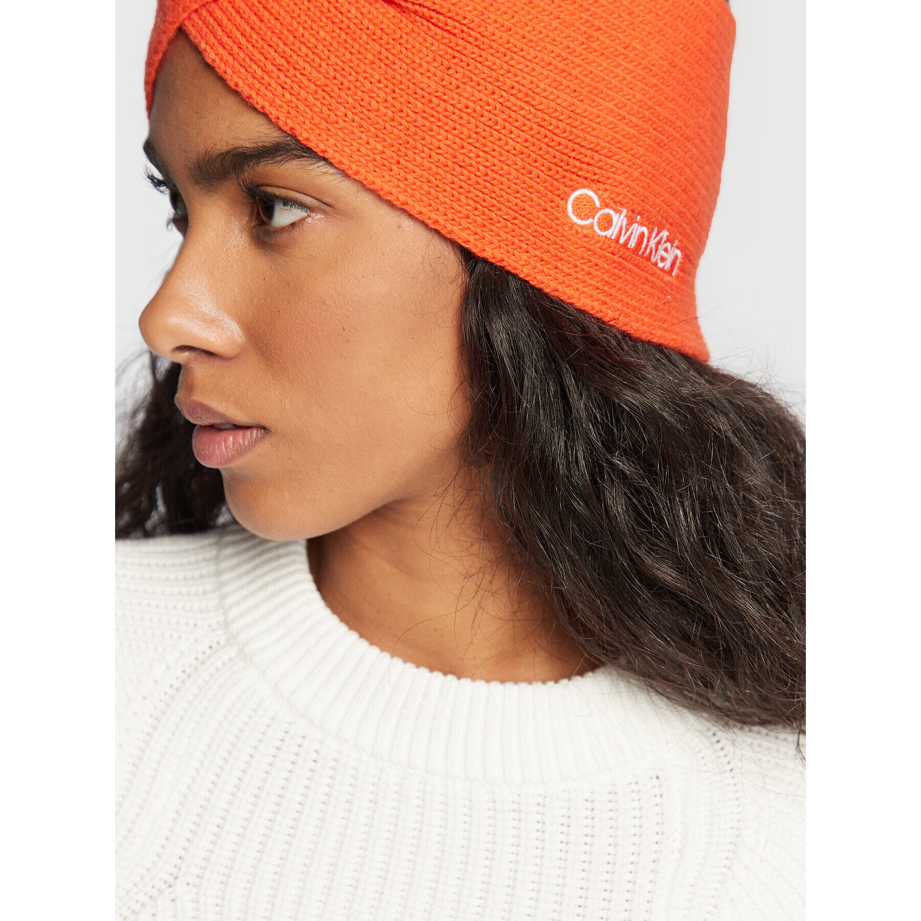 Calvin Klein Textilní čelenka Essential K60K608656 Oranžová - Pepit.cz