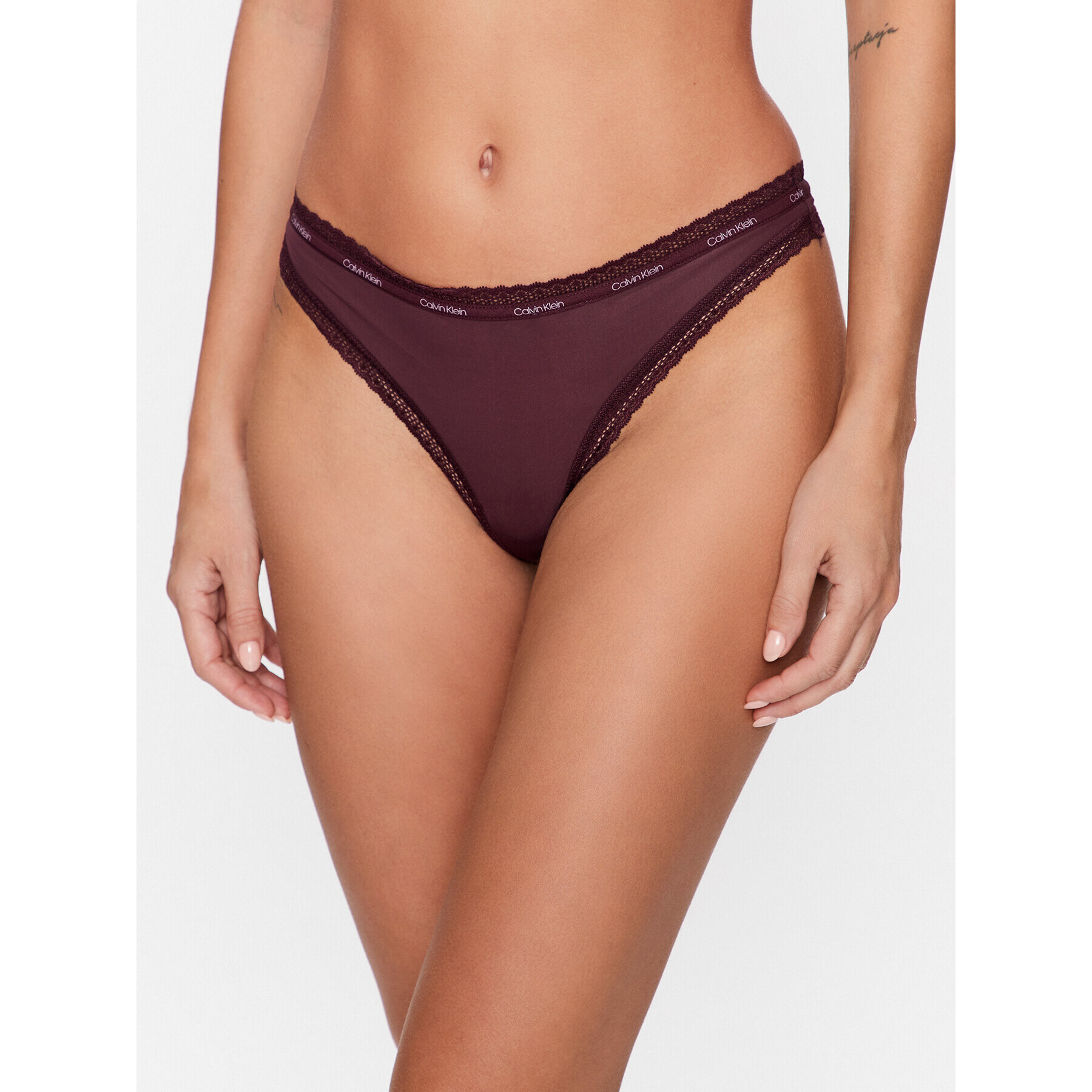 Calvin Klein Underwear Kalhotky string 000QD3763E Bordó - Pepit.cz