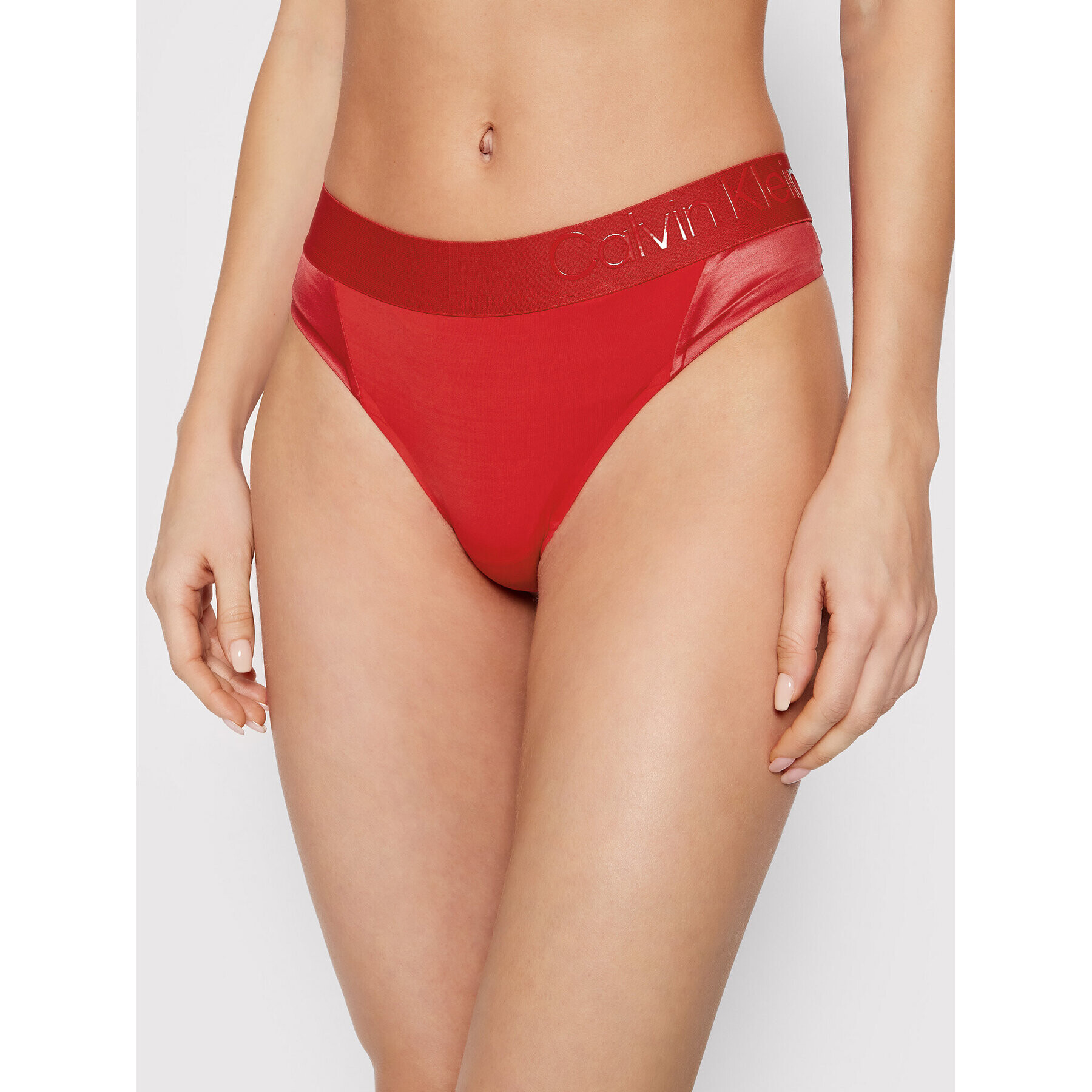 Calvin Klein Underwear Kalhotky string Thong 000QF6666E Červená - Pepit.cz