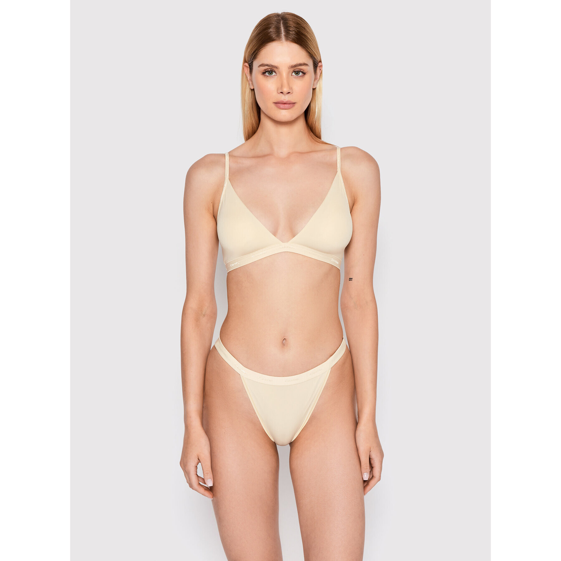 Calvin Klein Underwear Podprsenka Bralette 000QF6758E Béžová - Pepit.cz