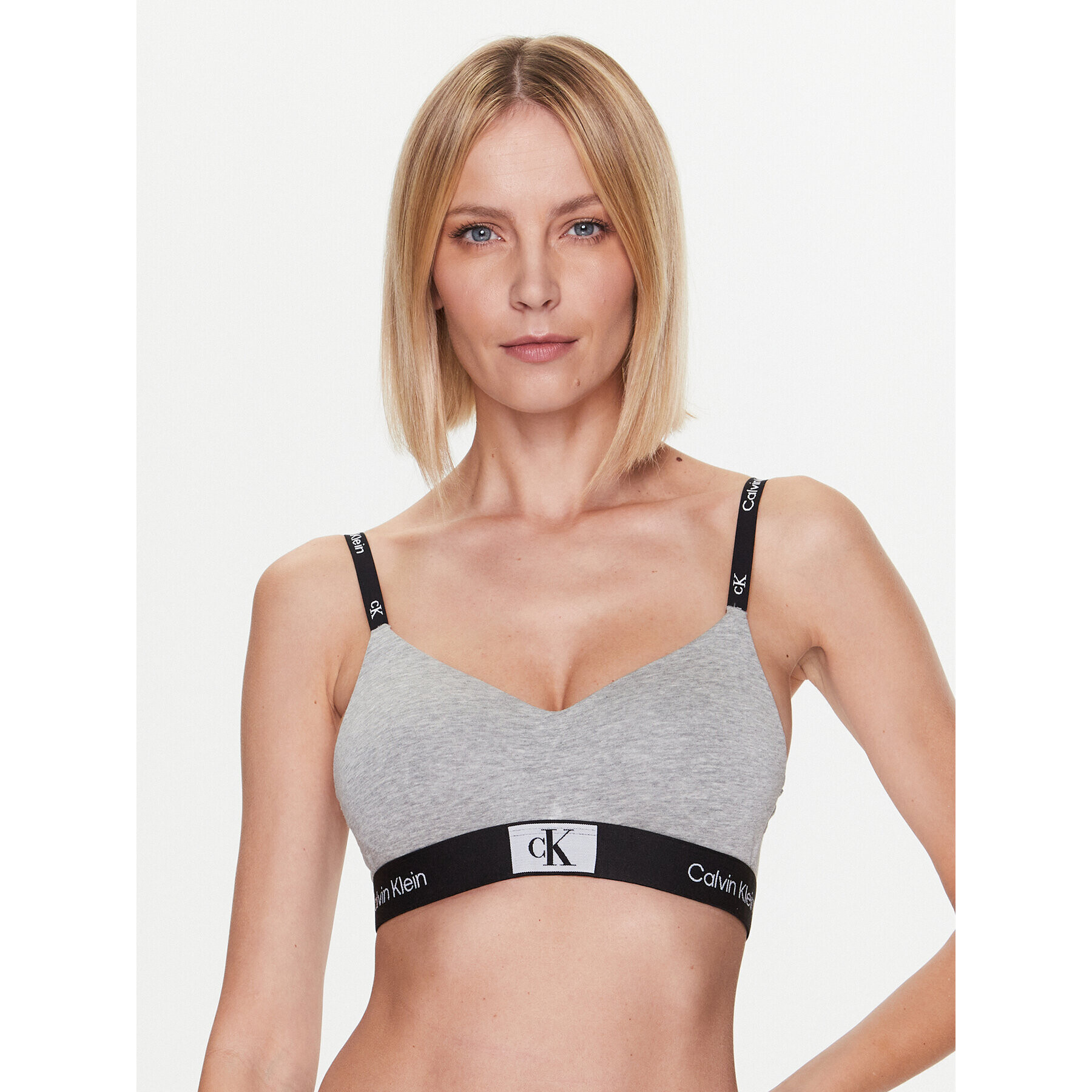 Calvin Klein Underwear Podprsenka Bralette Light Lined 000QF7218E Šedá - Pepit.cz