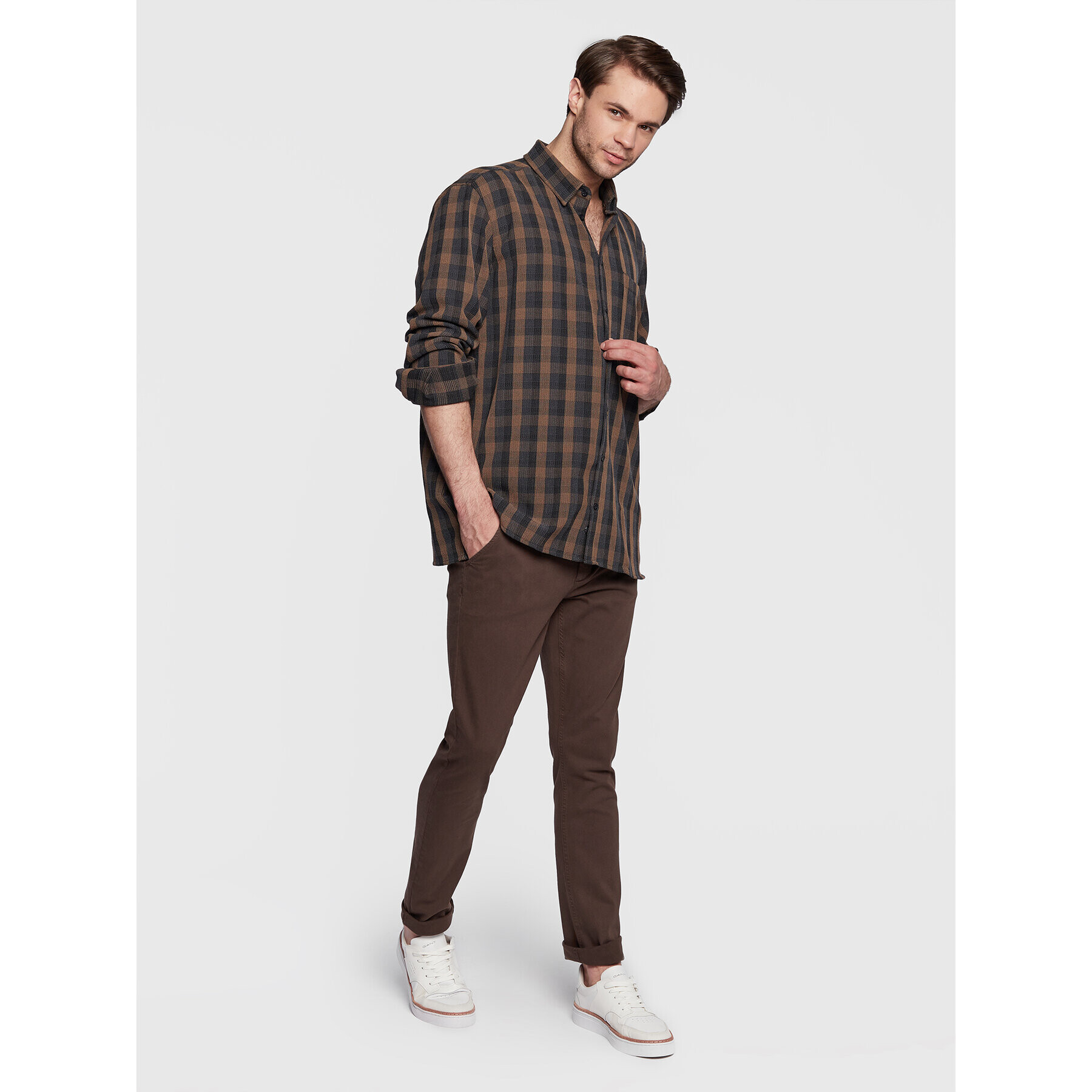 Casual Friday Košile Alvin 20504466 Hnědá Relaxed Fit - Pepit.cz