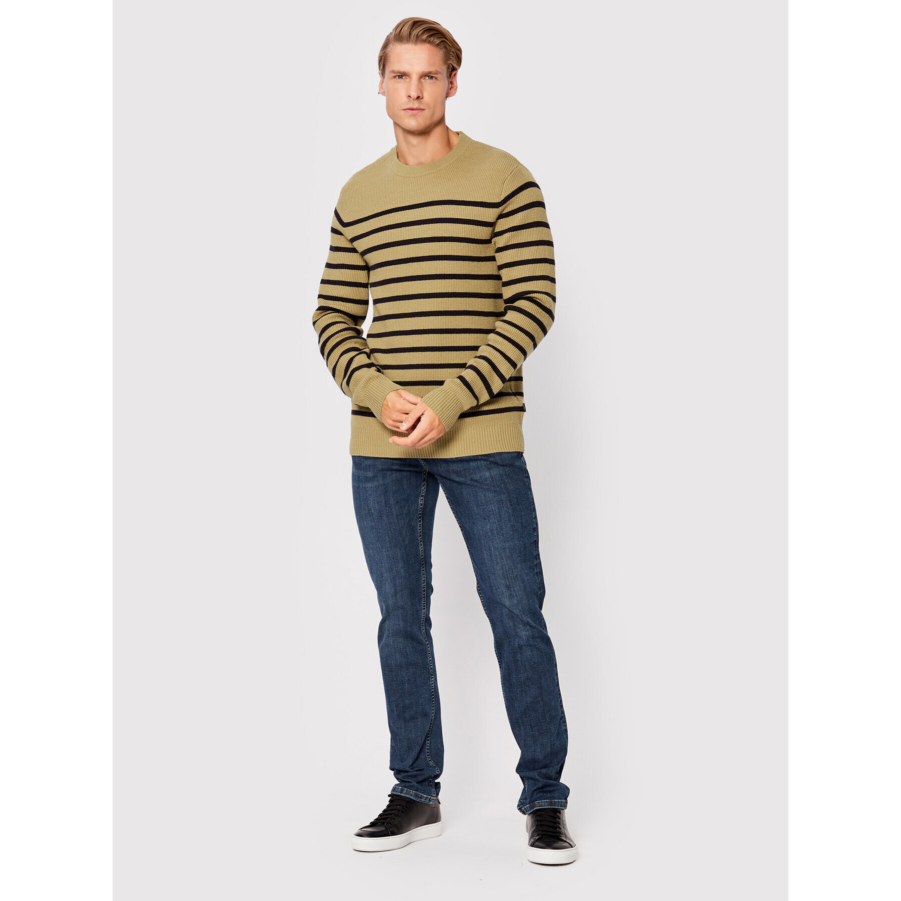 Casual Friday Svetr Karl Striped 20504400 Béžová Regular Fit - Pepit.cz