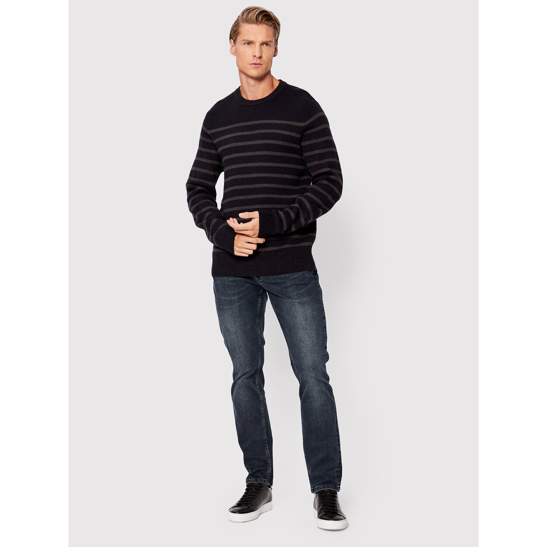 Casual Friday Svetr Karl Striped 20504400 Tmavomodrá Regular Fit - Pepit.cz