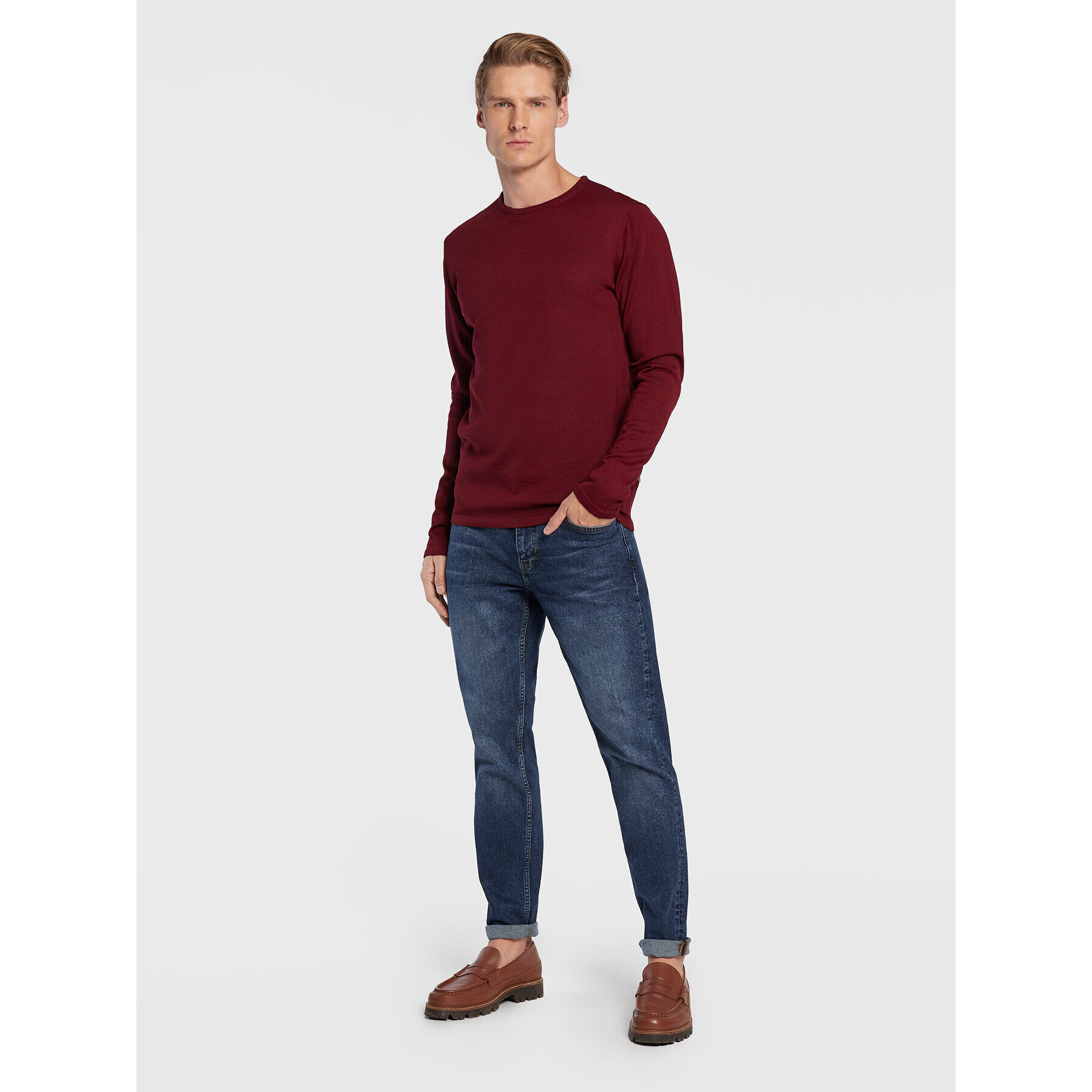 Casual Friday Svetr Kent 20501343 Bordó Slim Fit - Pepit.cz