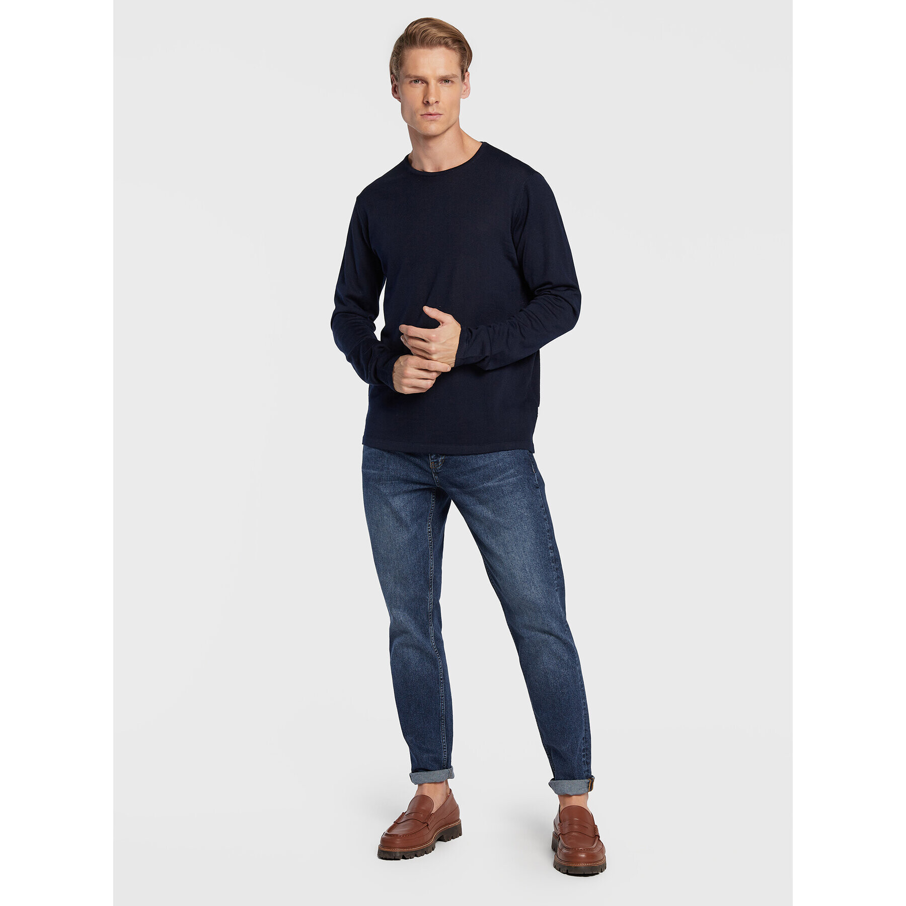 Casual Friday Svetr Kent 20501343 Tmavomodrá Slim Fit - Pepit.cz