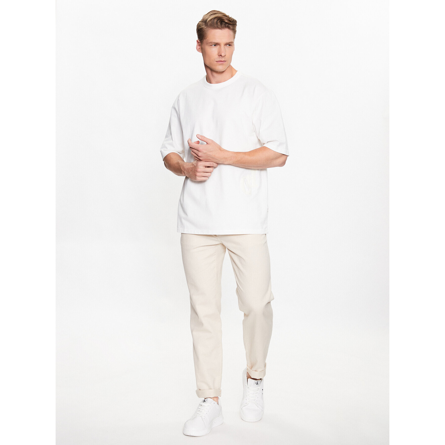 Casual Friday T-Shirt 20504605 Écru Regular Fit - Pepit.cz