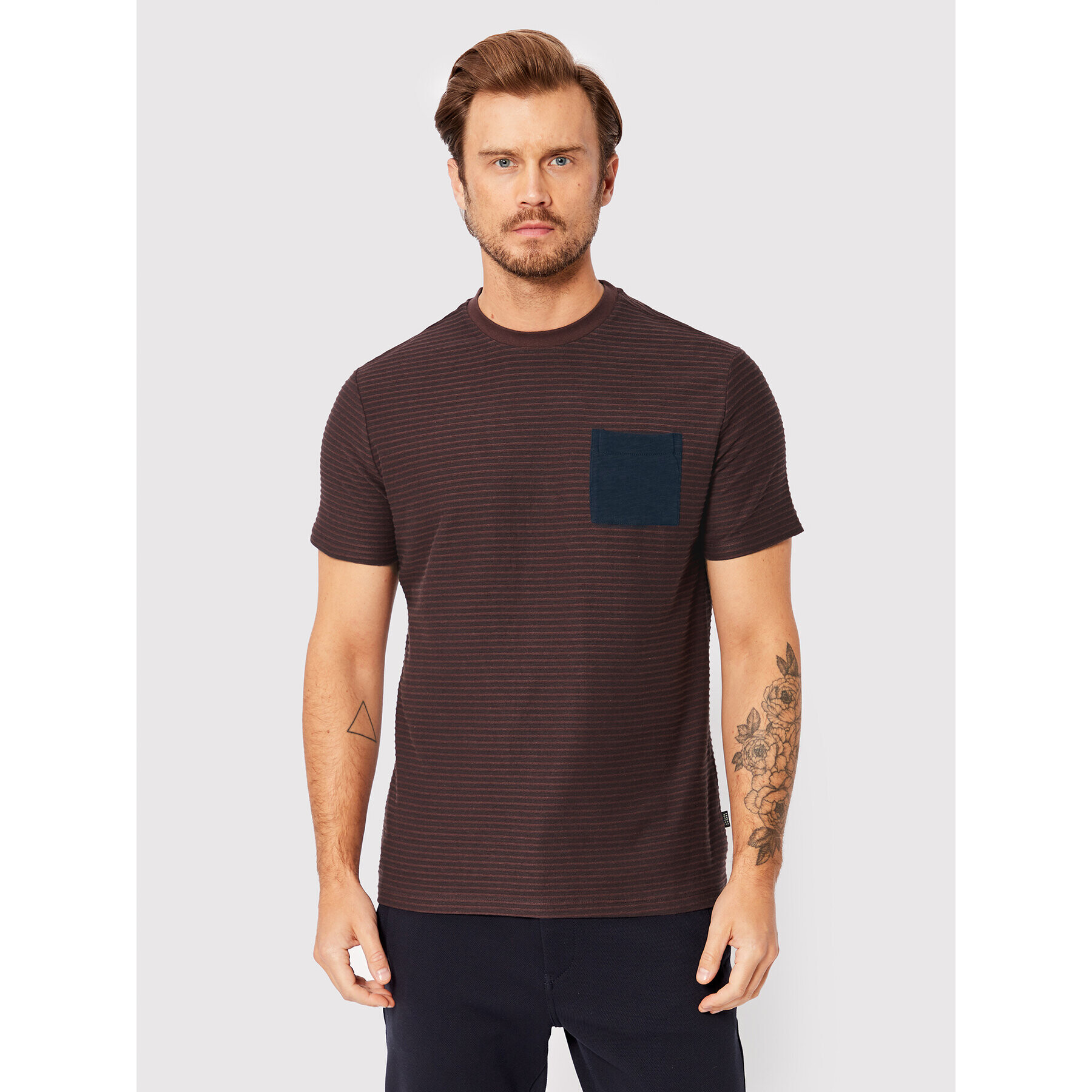 Casual Friday T-Shirt Thor Jaquard 20504425 Bordó Regular Fit - Pepit.cz