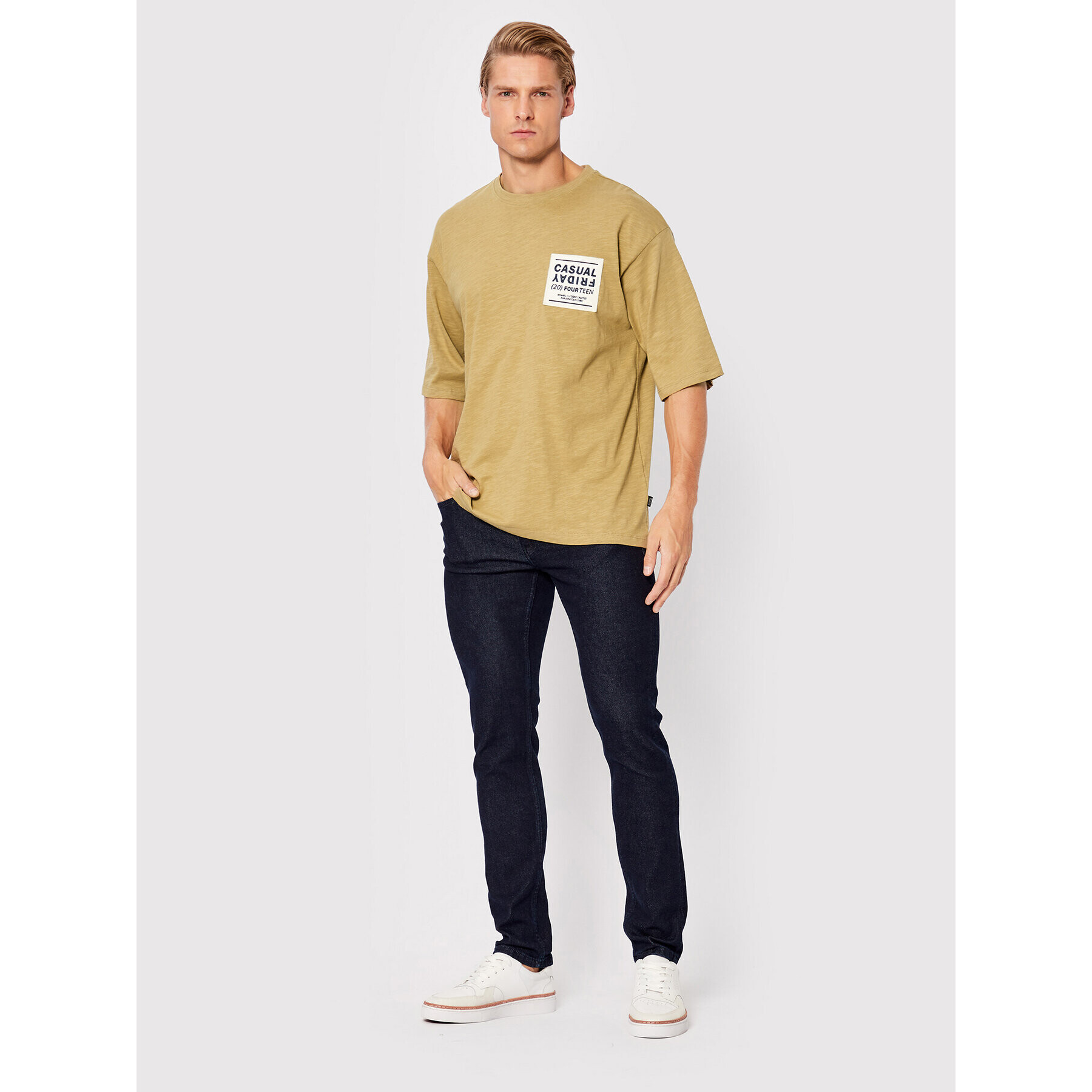 Casual Friday T-Shirt Tue Slub Yarn 20504414 Hnědá Relaxed Fit - Pepit.cz