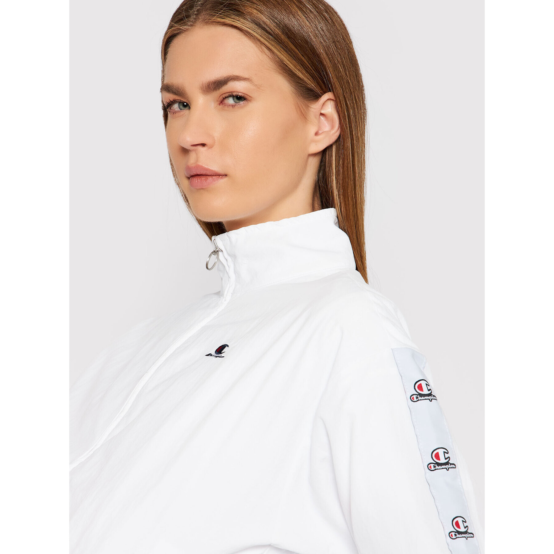 Champion Bunda pro přechodné období Logo Tape 114562 Bílá Custom Fit - Pepit.cz