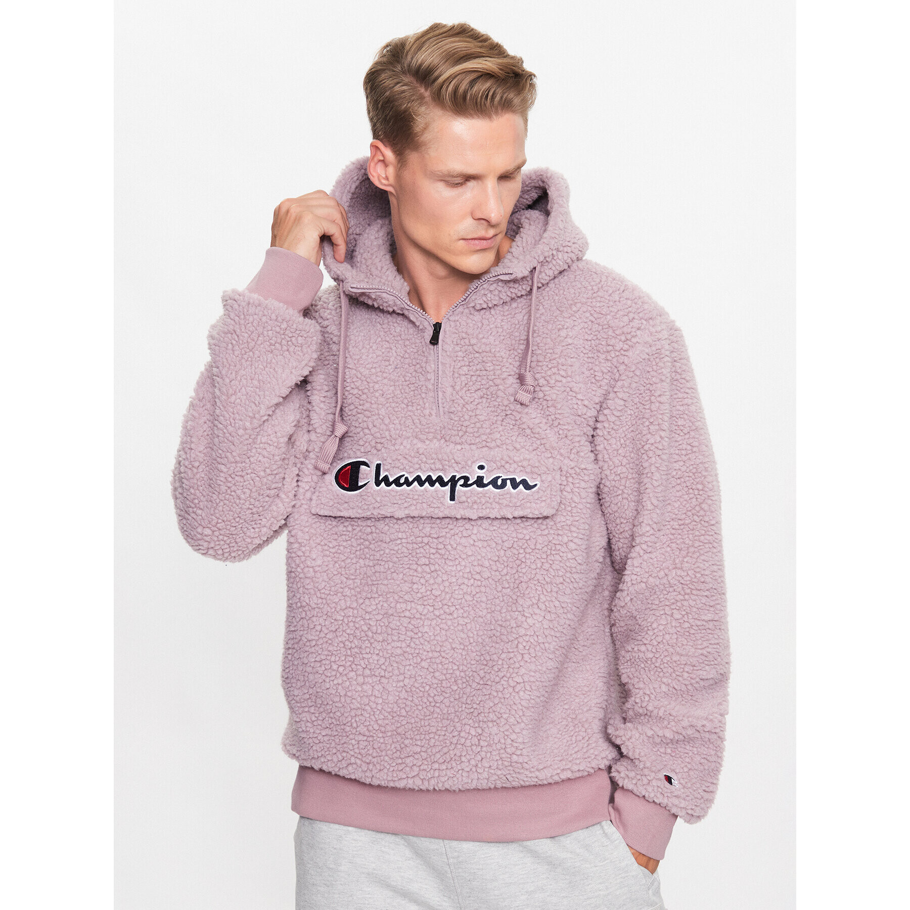 Champion Fleecová mikina Hooded Half Zip 218092 PS162 Růžová - Pepit.cz