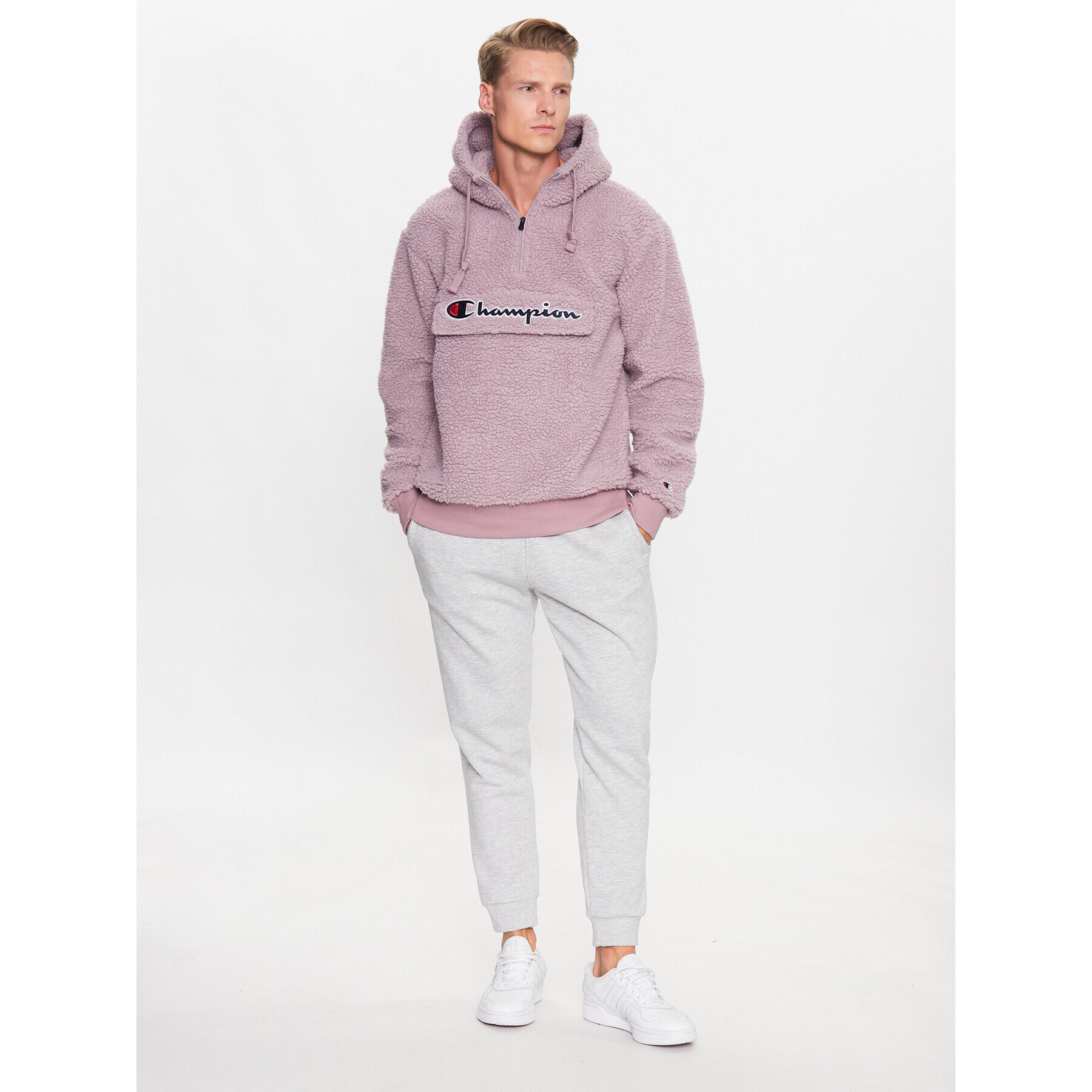 Champion Fleecová mikina Hooded Half Zip 218092 PS162 Růžová - Pepit.cz