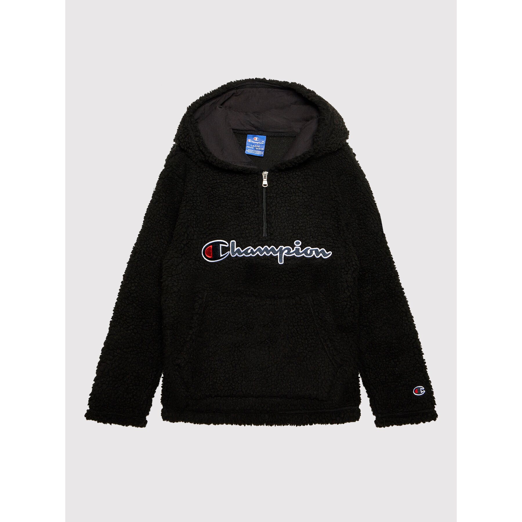 Champion Fleecová mikina Logo Teddy Fleece 305772 Černá Regular Fit - Pepit.cz