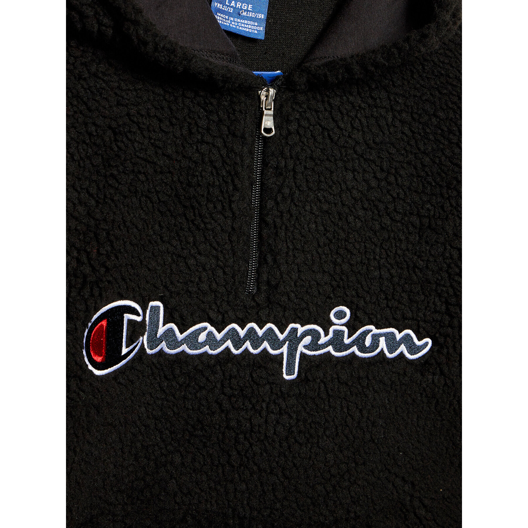 Champion Fleecová mikina Logo Teddy Fleece 305772 Černá Regular Fit - Pepit.cz