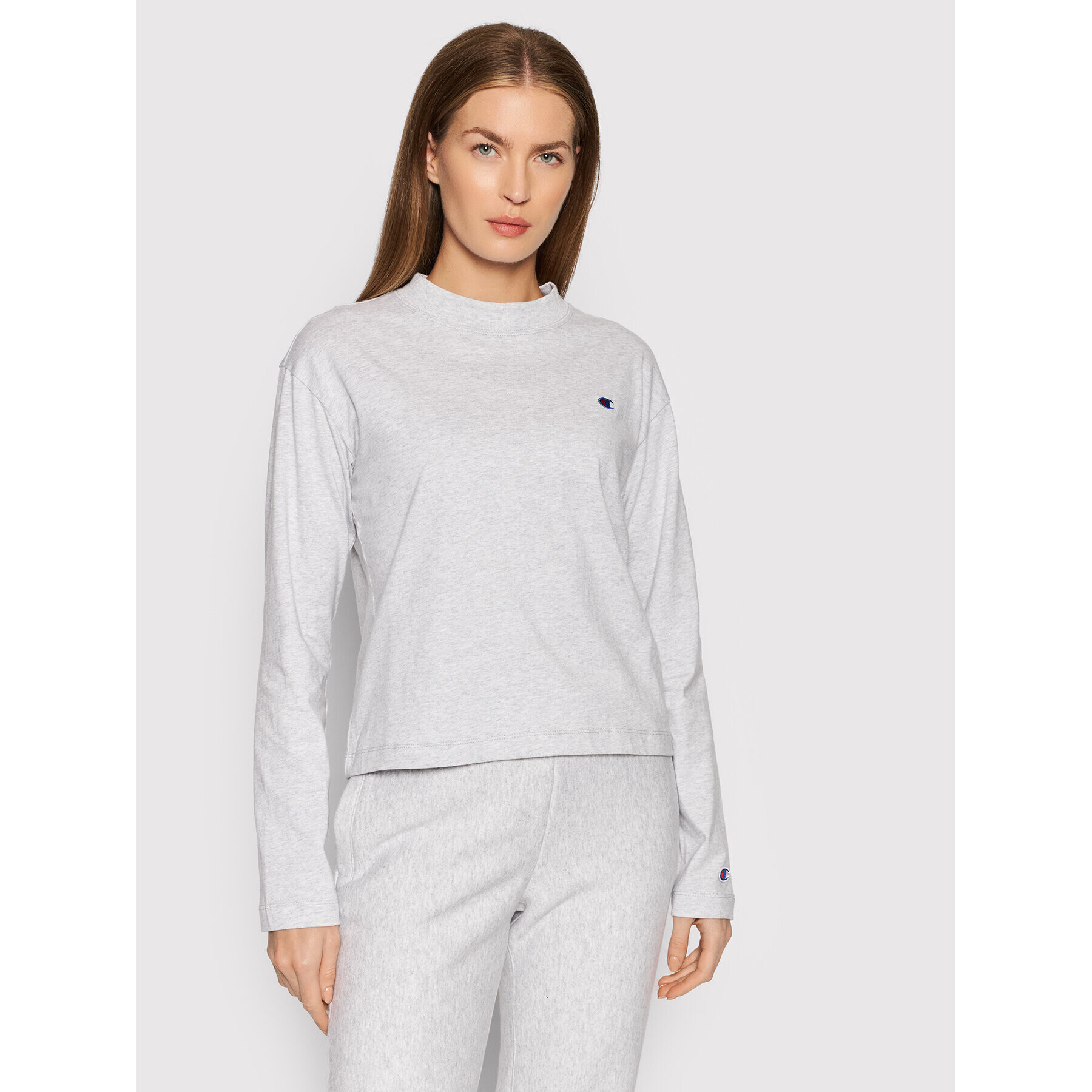 Champion Halenka C Logo Long Sleeve 114235 Šedá Custom Fit - Pepit.cz