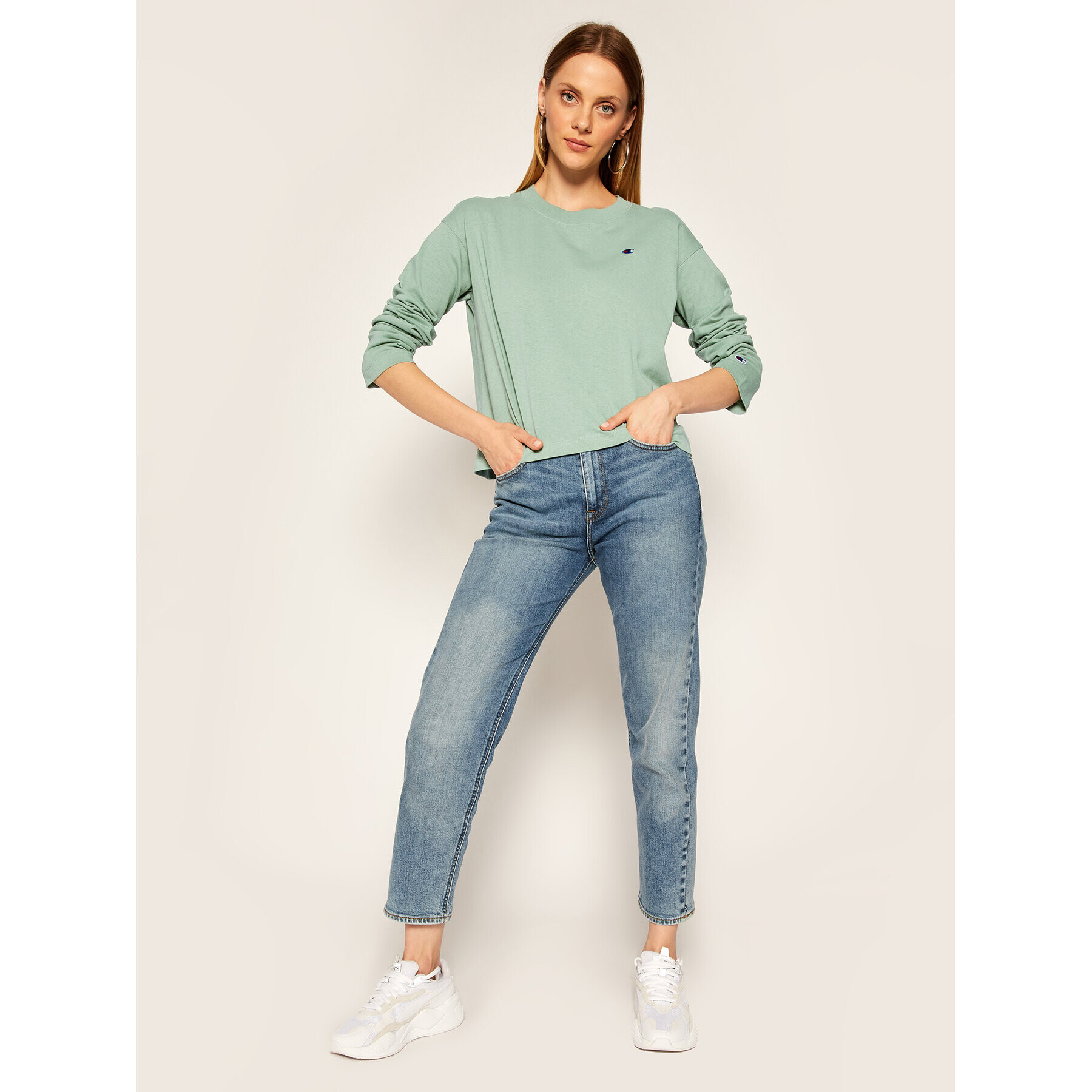 Champion Halenka Crewneck 113365 Zelená Relaxed Fit - Pepit.cz