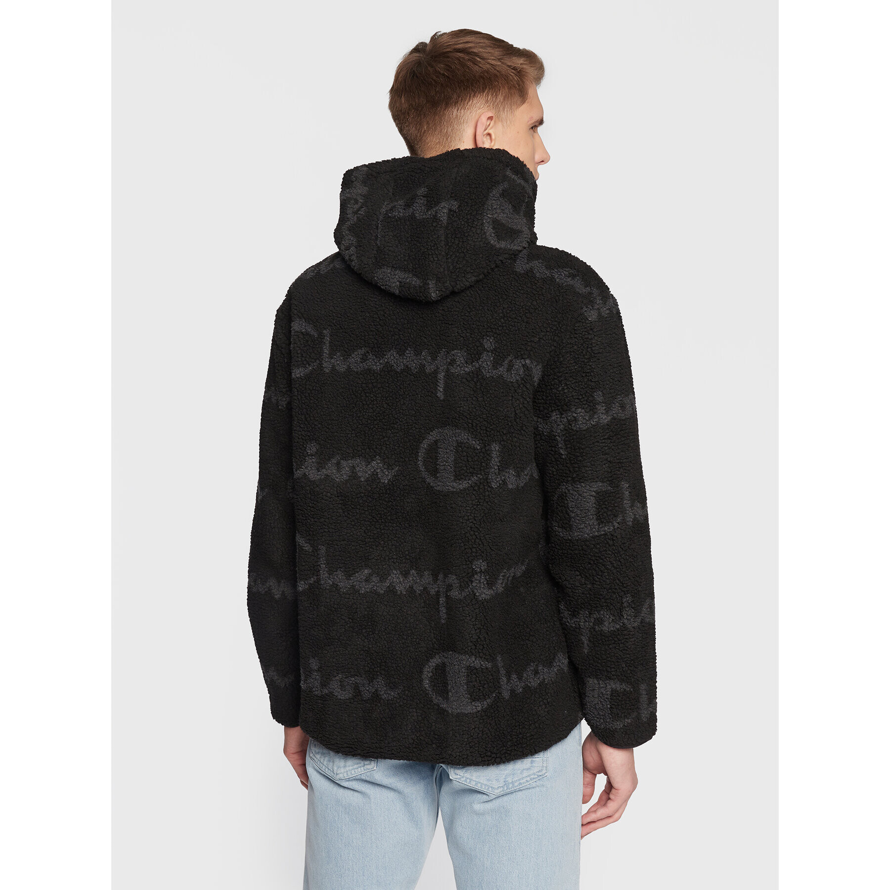 Champion Mikina All-Over Script Logo Print 216718 Černá Regular Fit - Pepit.cz