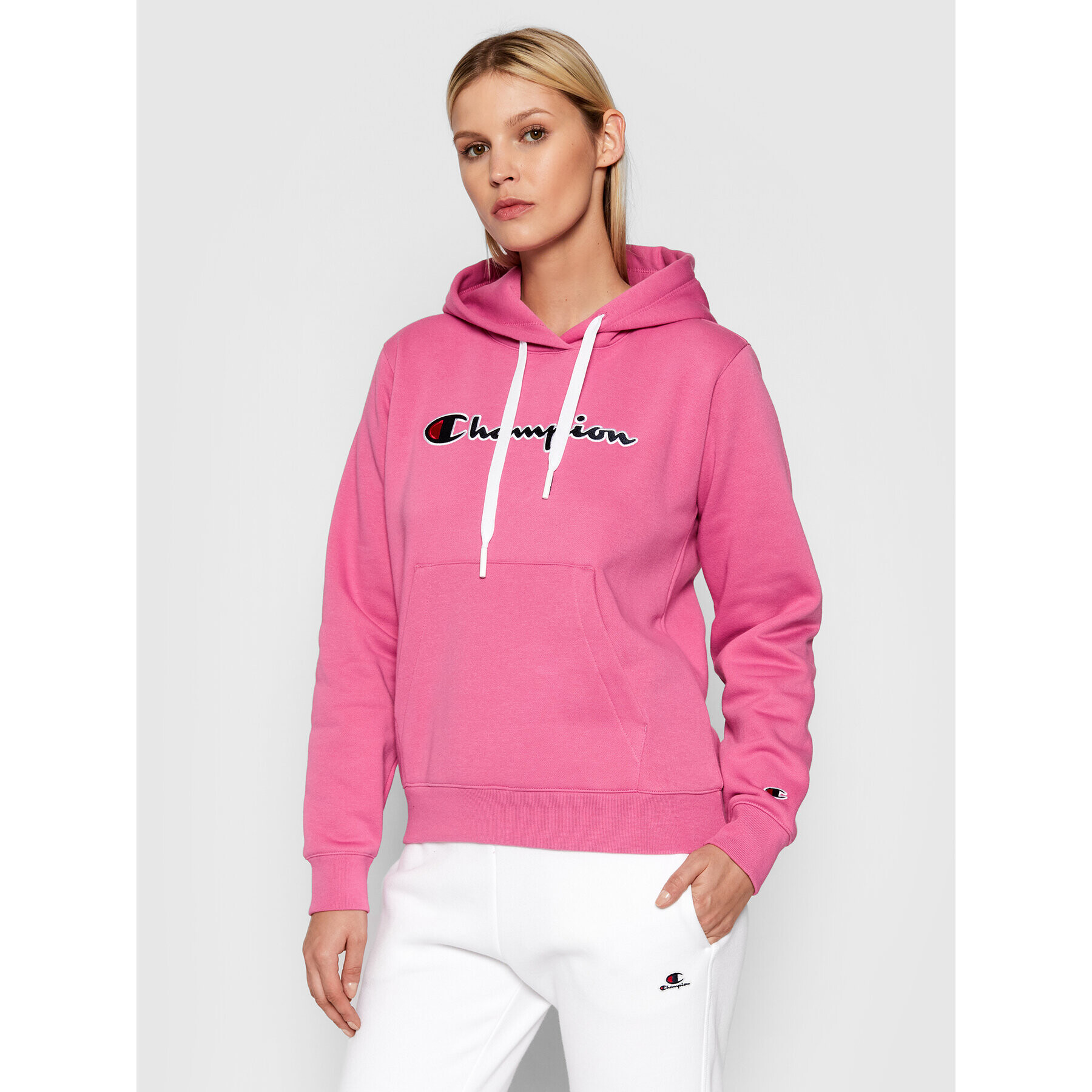 Champion Mikina Blend Script Logo 114461 Růžová Regular Fit - Pepit.cz