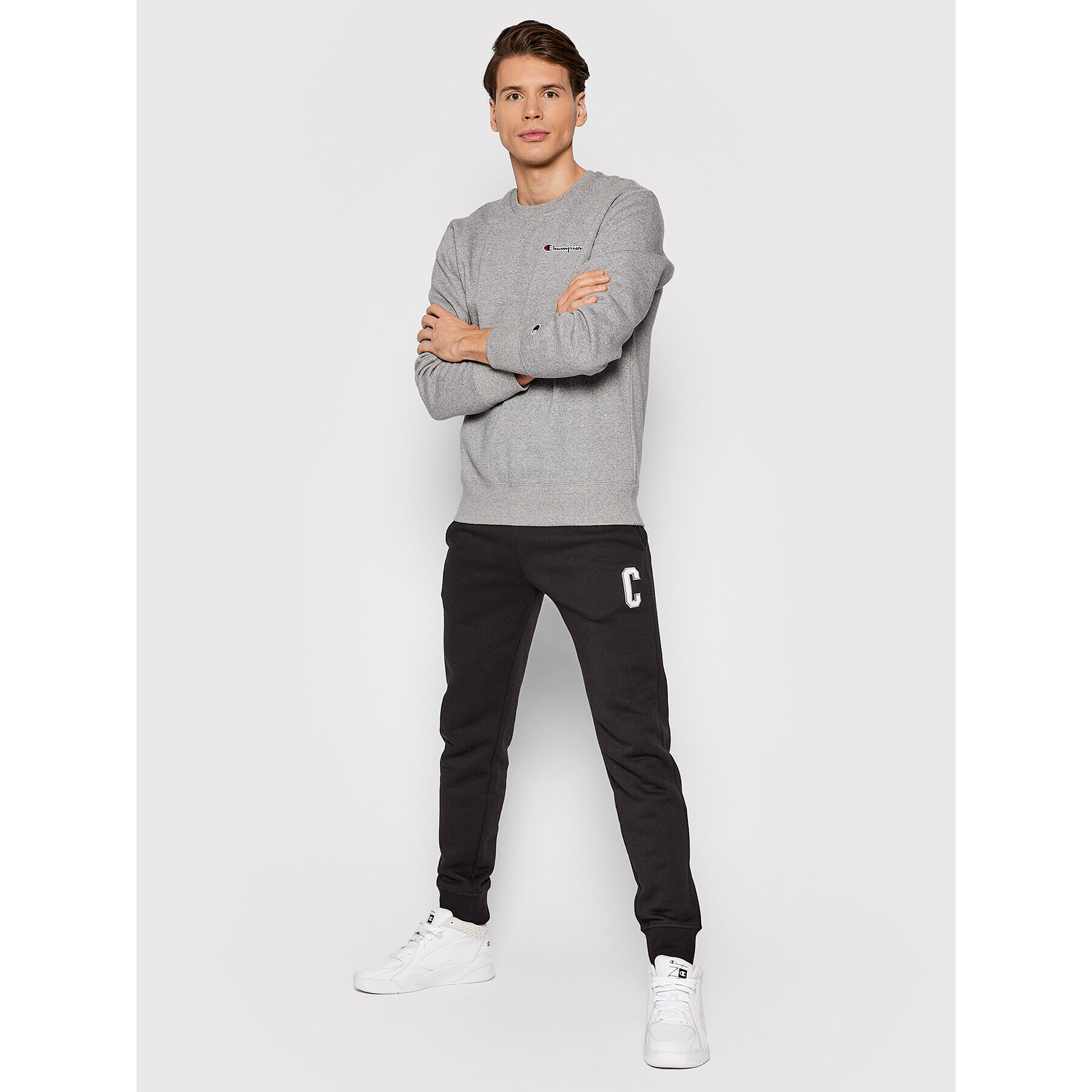 Champion Mikina Blend Small Script Logo 216476 Šedá Regular Fit - Pepit.cz